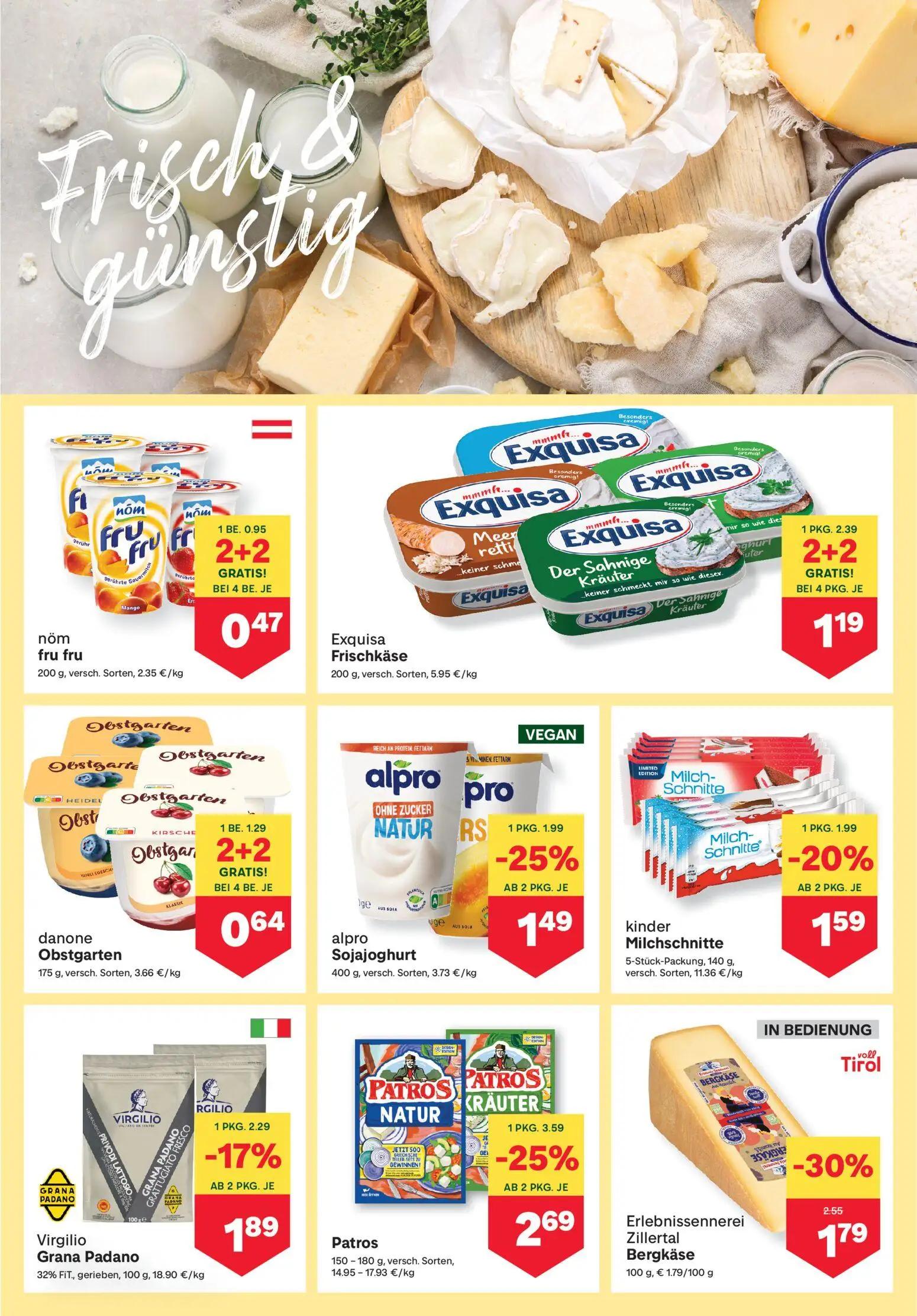 MPREIS Prospekt, Seite 5 von 18 — Exquisa Frischkäse, Patros, Erlebnissennerei Zillertal Bergkäse
