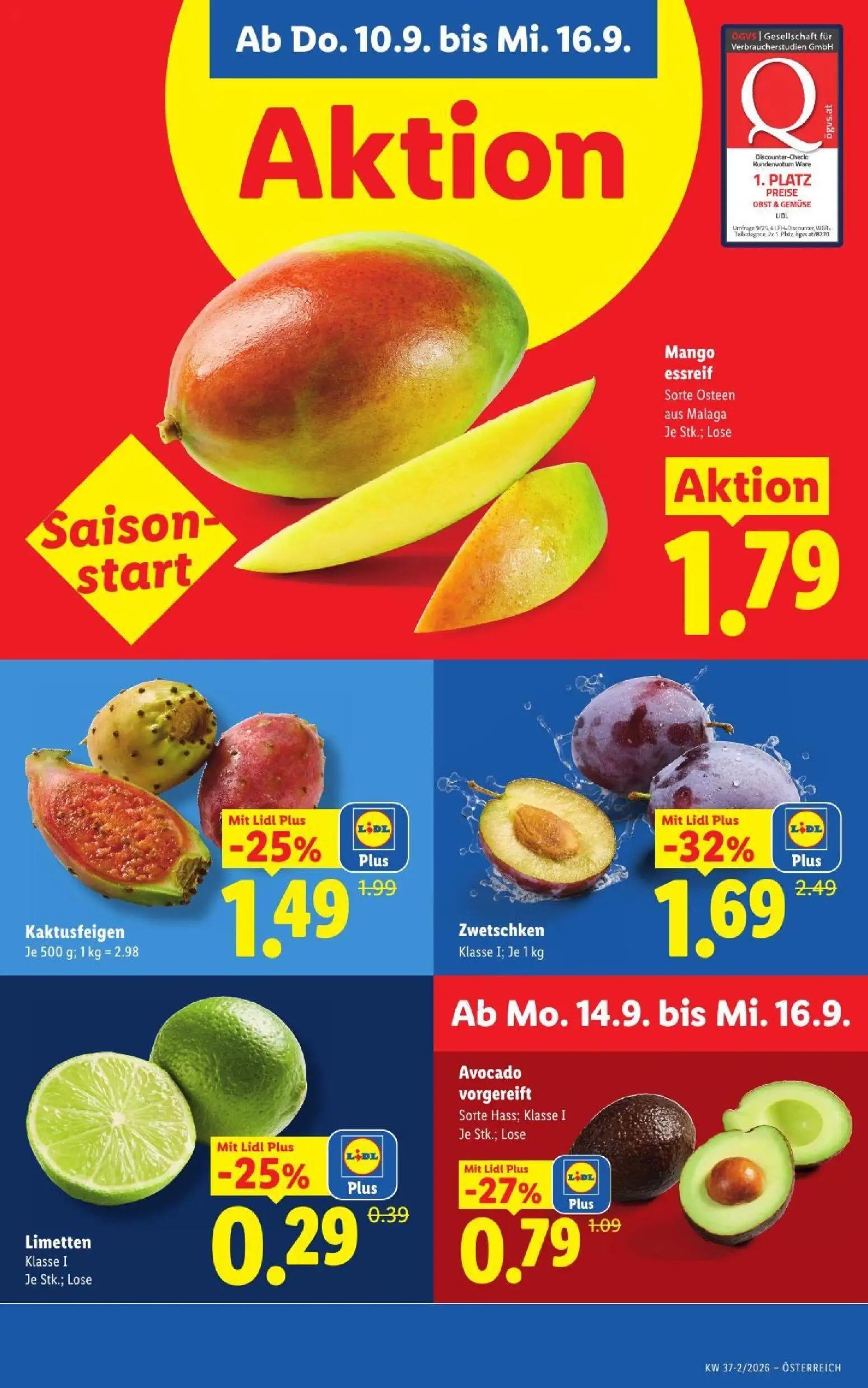 Lidl Prospekt, Seite 4 von 53 — Zwetschken, Kaktusfeigen, Avocado vorgereift Sorte Hass; Klasse I Je Stk.; Lose