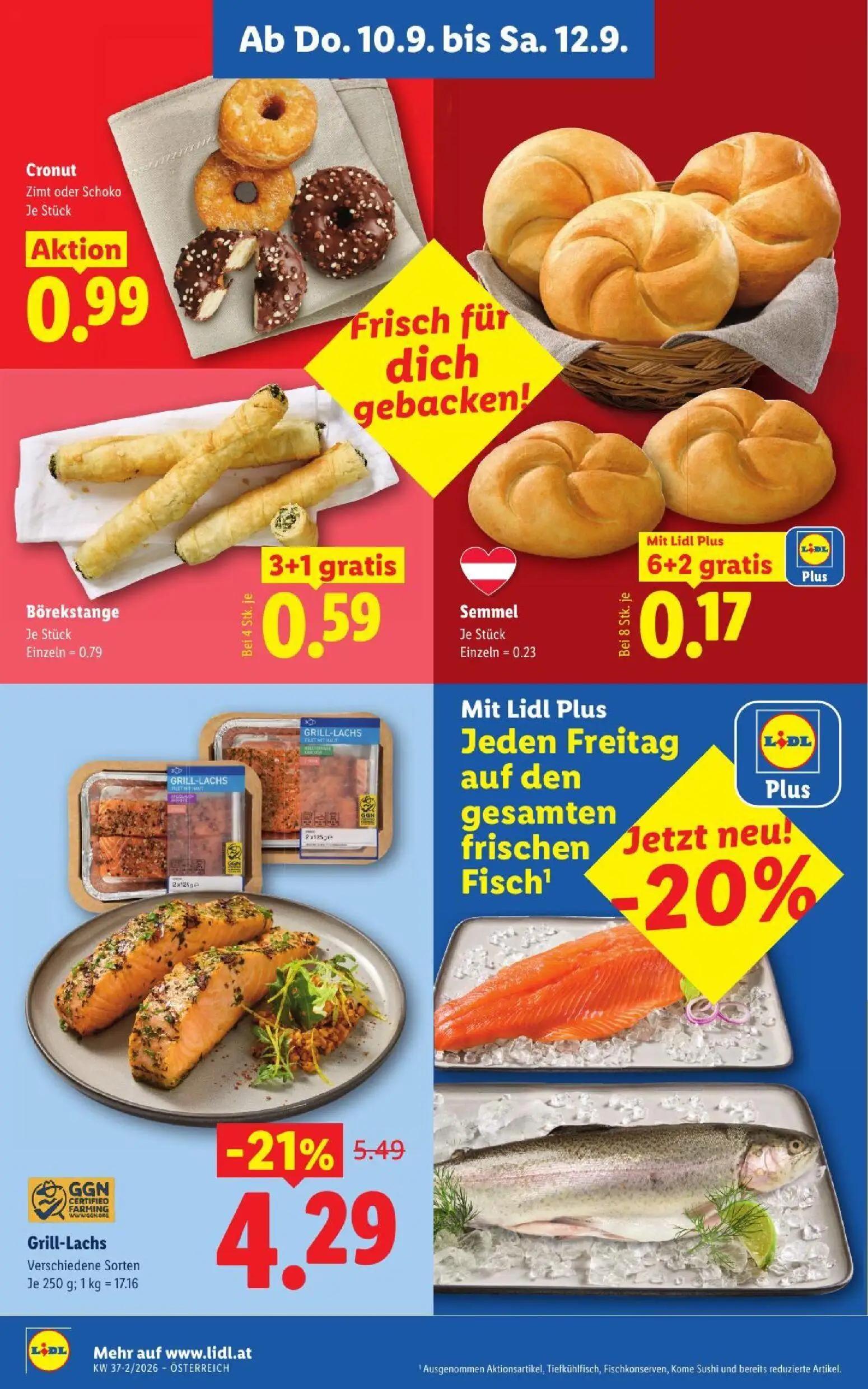 Lidl Prospekt, Seite 6 von 53 — Grill-Lachs Verschiedene Sorten, Börekstange, Semmel