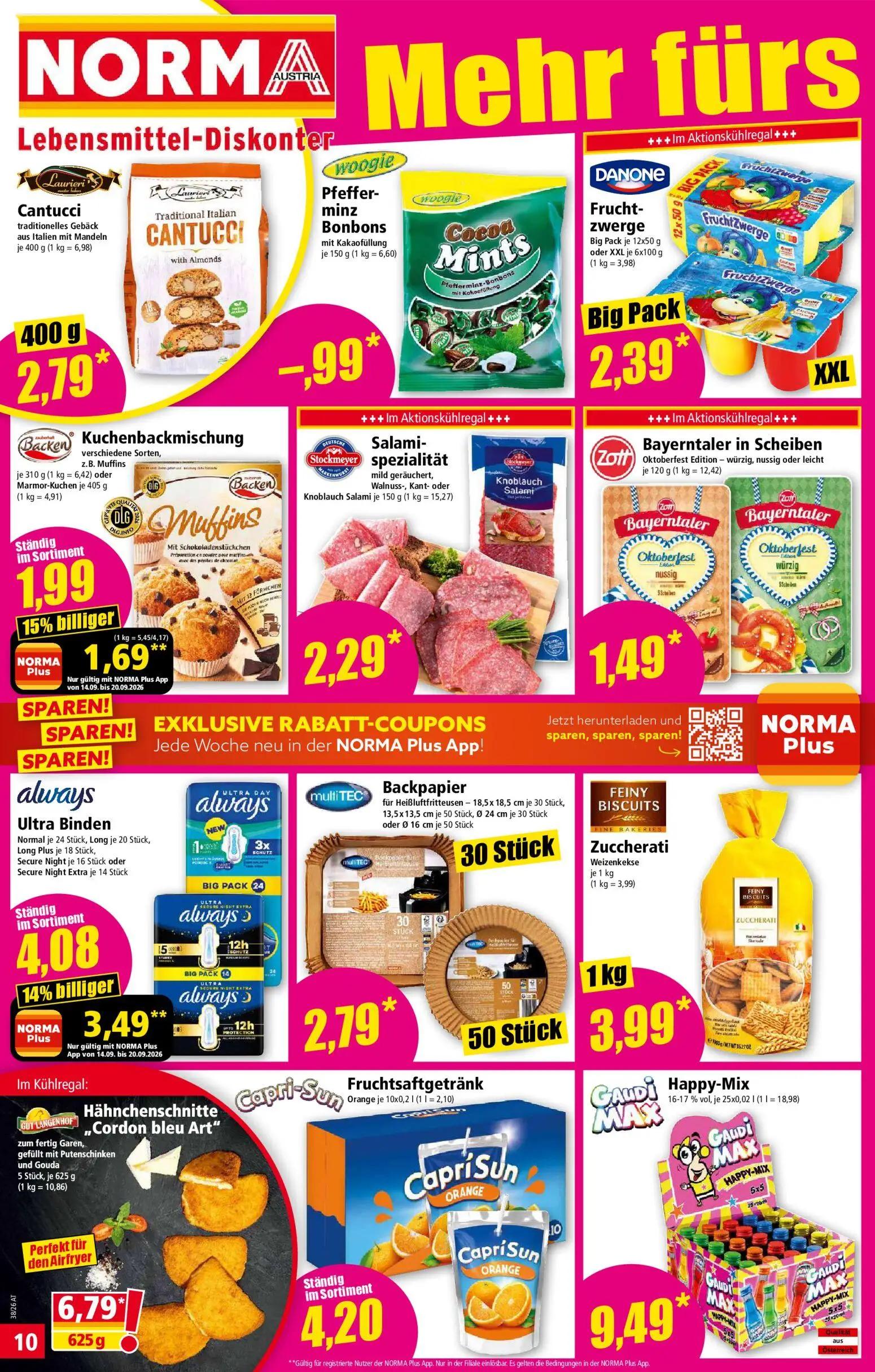 Norma Prospekt, Seite 10 von 20 — Ultra Binden, Kuchenbackmischung, Cantucci