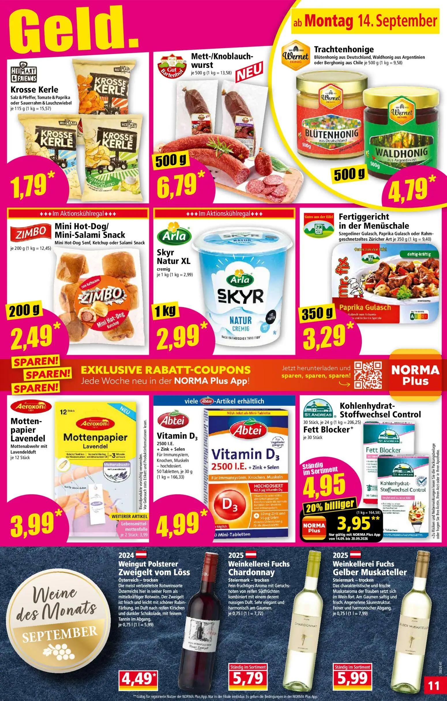 Norma Prospekt, Seite 11 von 20 — Kohlenhydrat- Stoffwechsel Control Fett Blocker+, Krosse Kerle Salz & Pfeffer, Tomate & Pa…