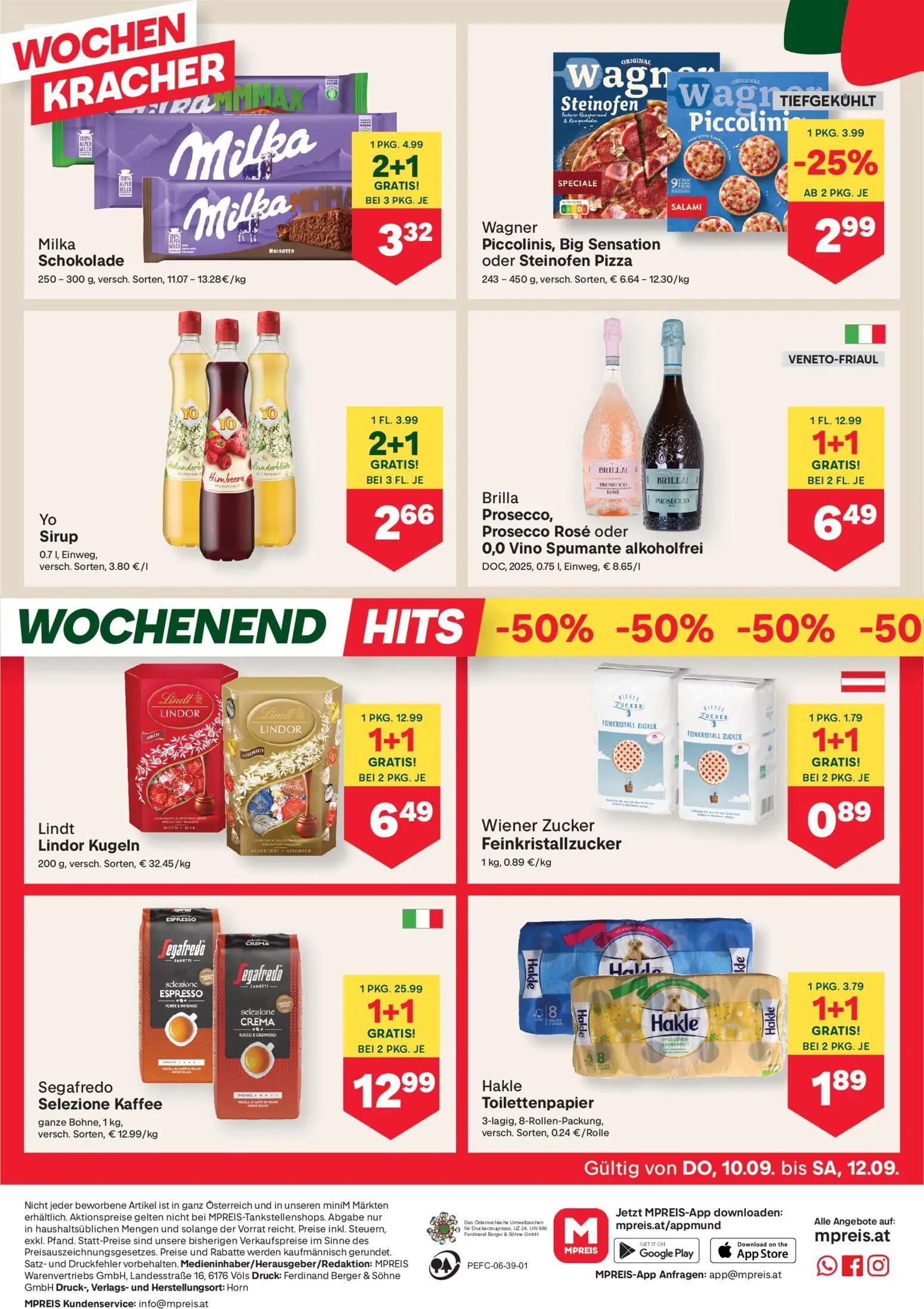 MPREIS Prospekt, Seite 12 von 18 — Segafredo Selezione Kaffee, Brilla Prosecco, Prosecco Rosé oder 0,0 Vino Spumante alkohol…