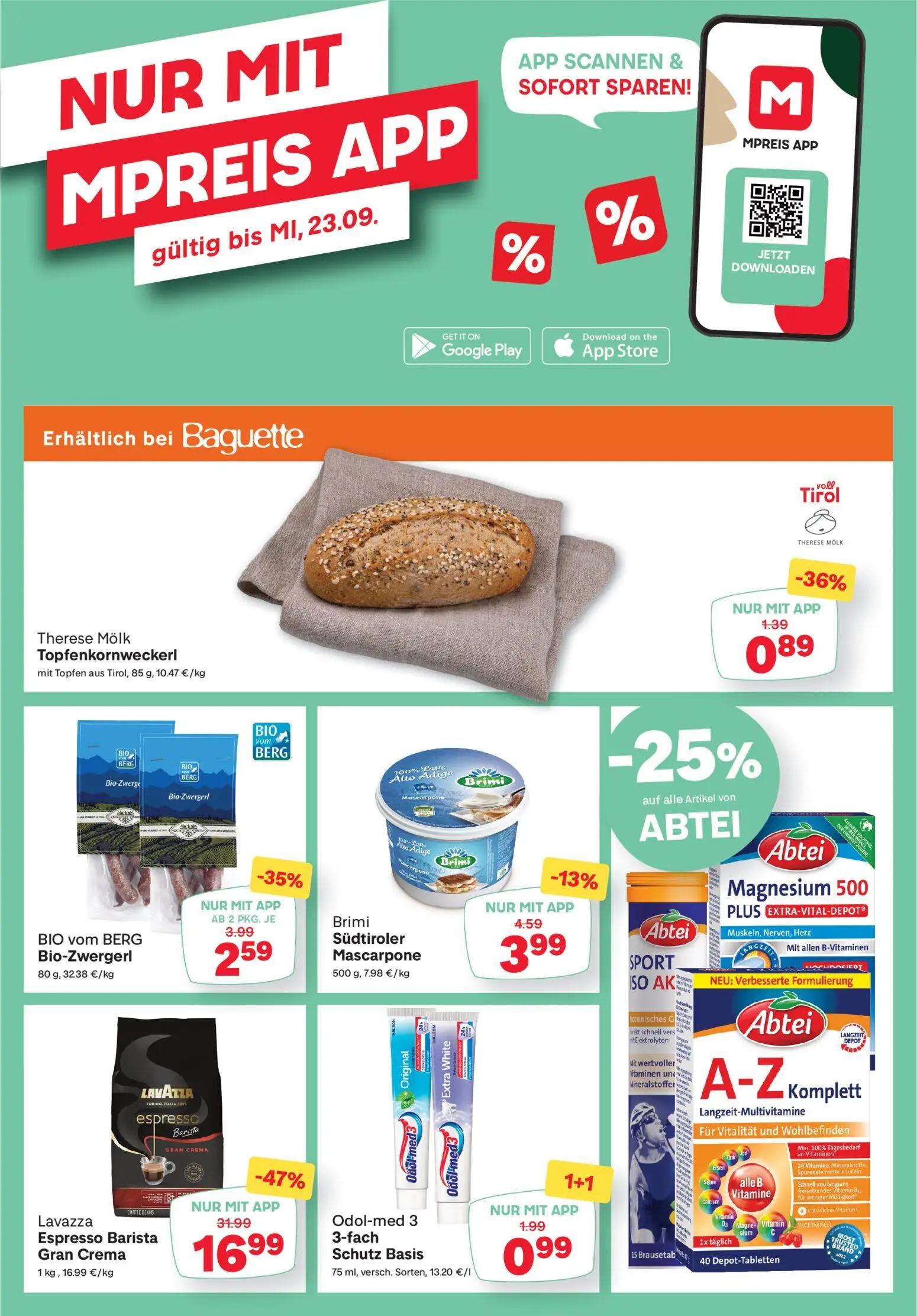 MPREIS Prospekt, Seite 13 von 18 — Lavazza Espresso Barista Gran Crema, BIO vom BERG Bio-Zwergerl, Odol-med 3 3-fach Schutz …