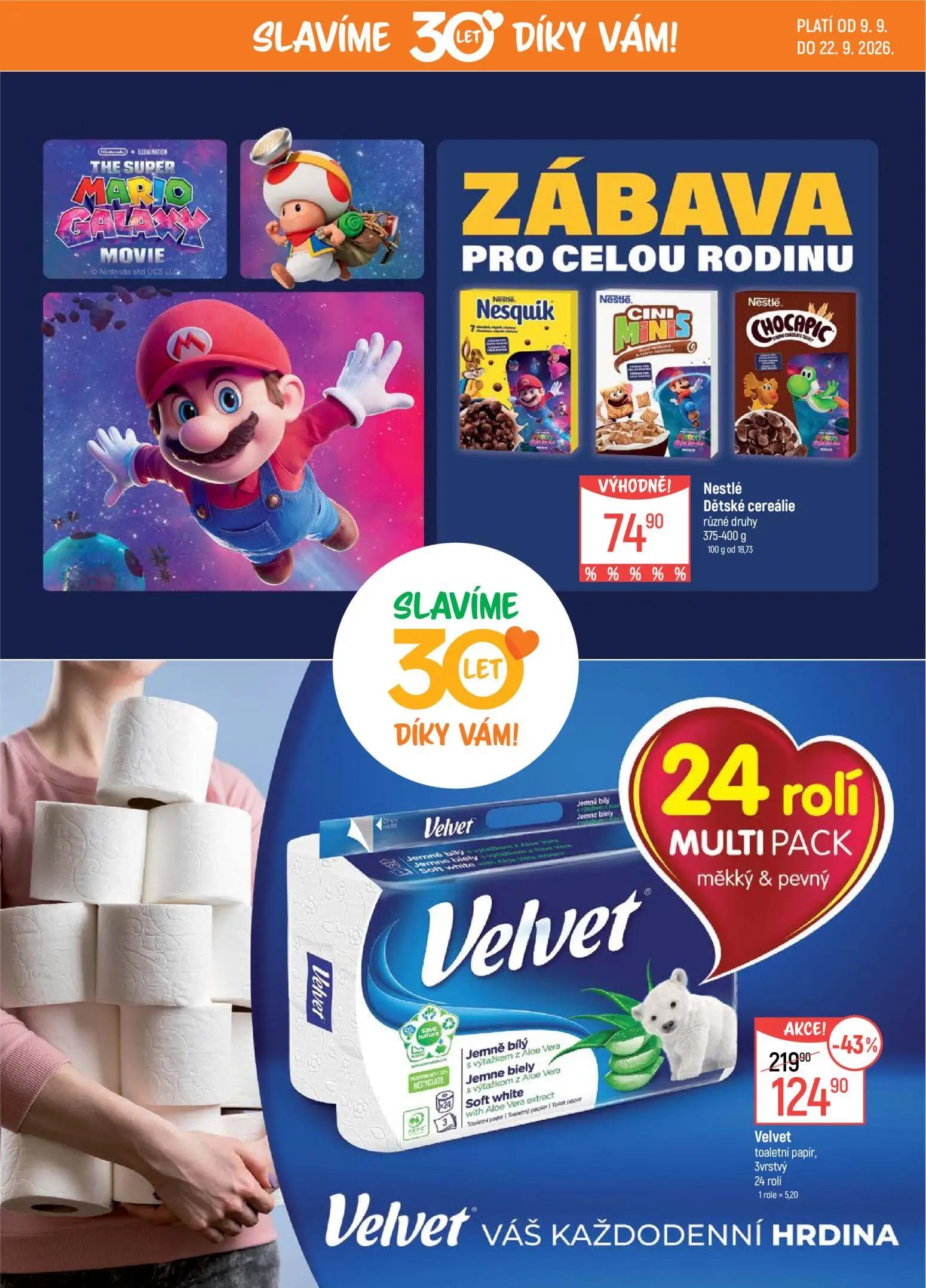 GLOBUS leták, strana 16 z 45 — Velvet toaletní papír, 3vrstvý, Nestlé Dětské cereálie