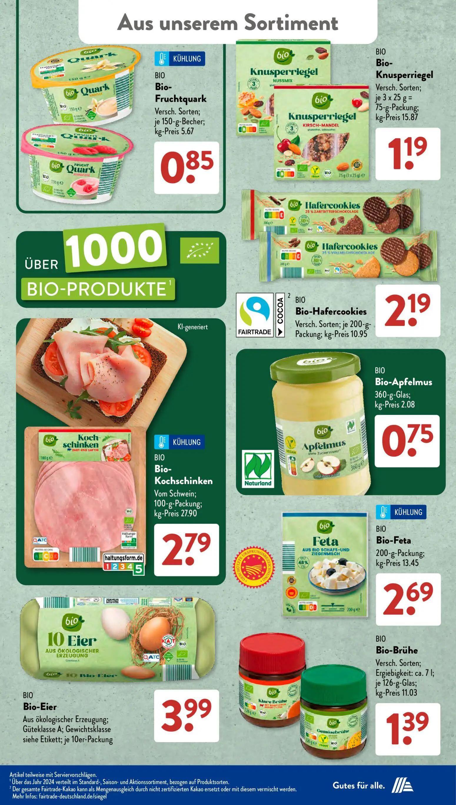 Aldi Süd Prospekt, Seite 18 von 21 — Bio-Fruchtquark, Bio-Knusperriegel, Bio-Hafercookies