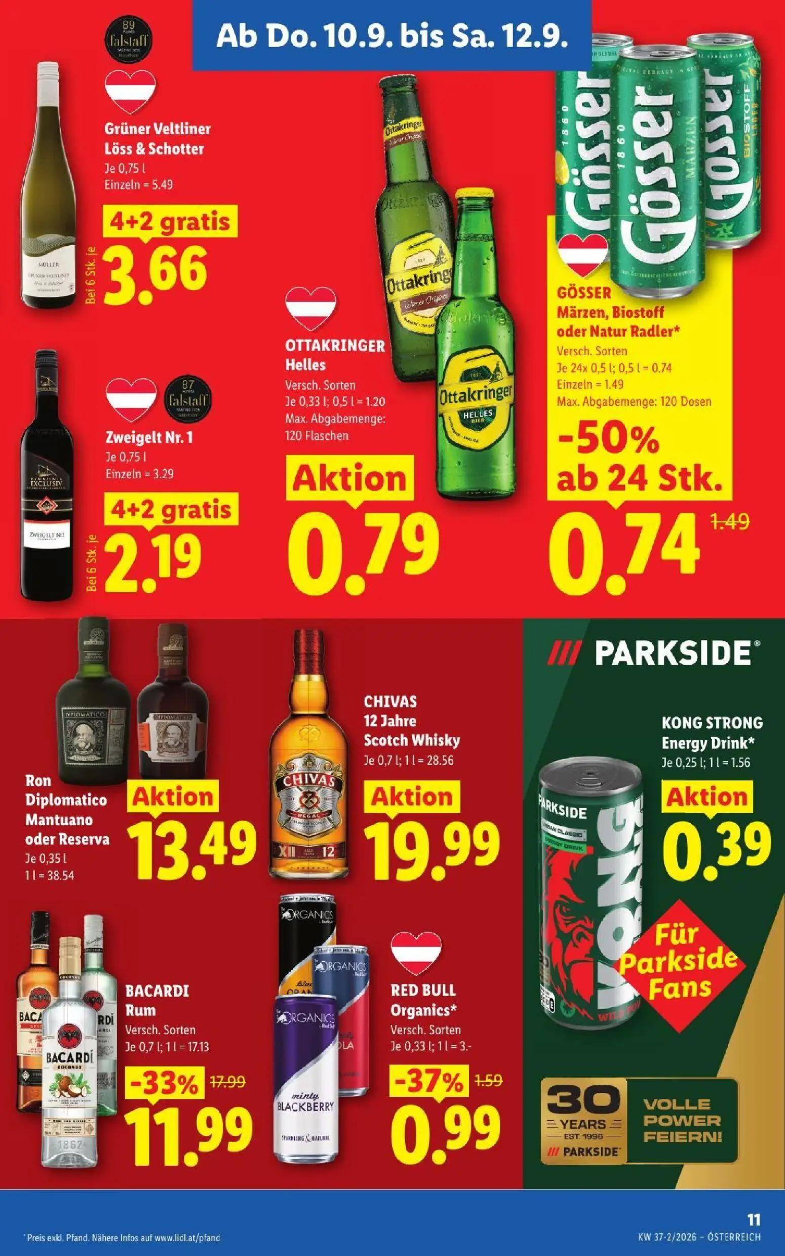Lidl Prospekt, Seite 13 von 53 — BACARDI Rum, Grüner Veltliner Löss & Schotter, Zweigelt Nr. 1