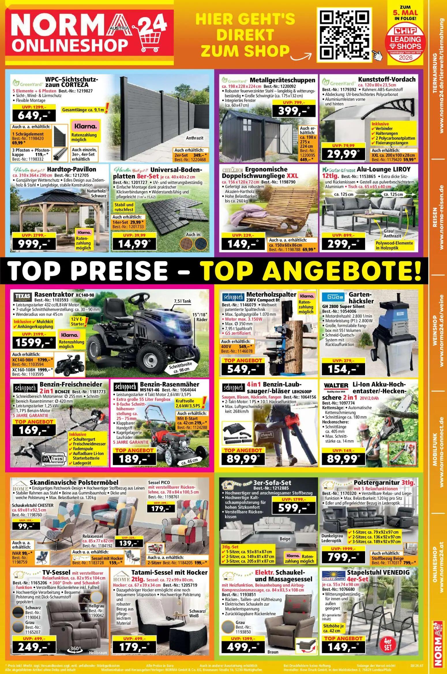 Norma Prospekt, Seite 19 von 20 — Hardtop-Pavillon, 3er-Sofa-Set, Polstergarnitur 3tlg.