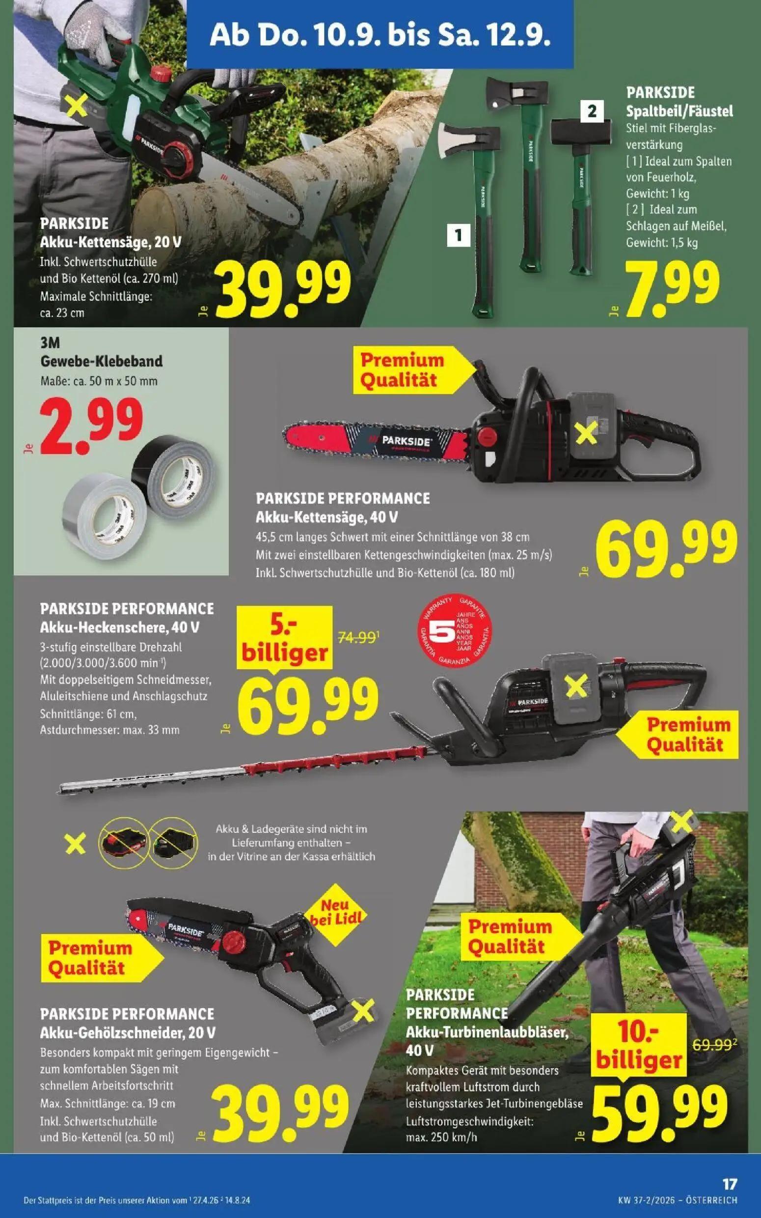 Lidl Prospekt, Seite 21 von 53 — PARKSIDE PERFORMANCE Akku-Turbinenlaubbläser, 40 V Kompaktes Gerät mit besonders kraftvolle…