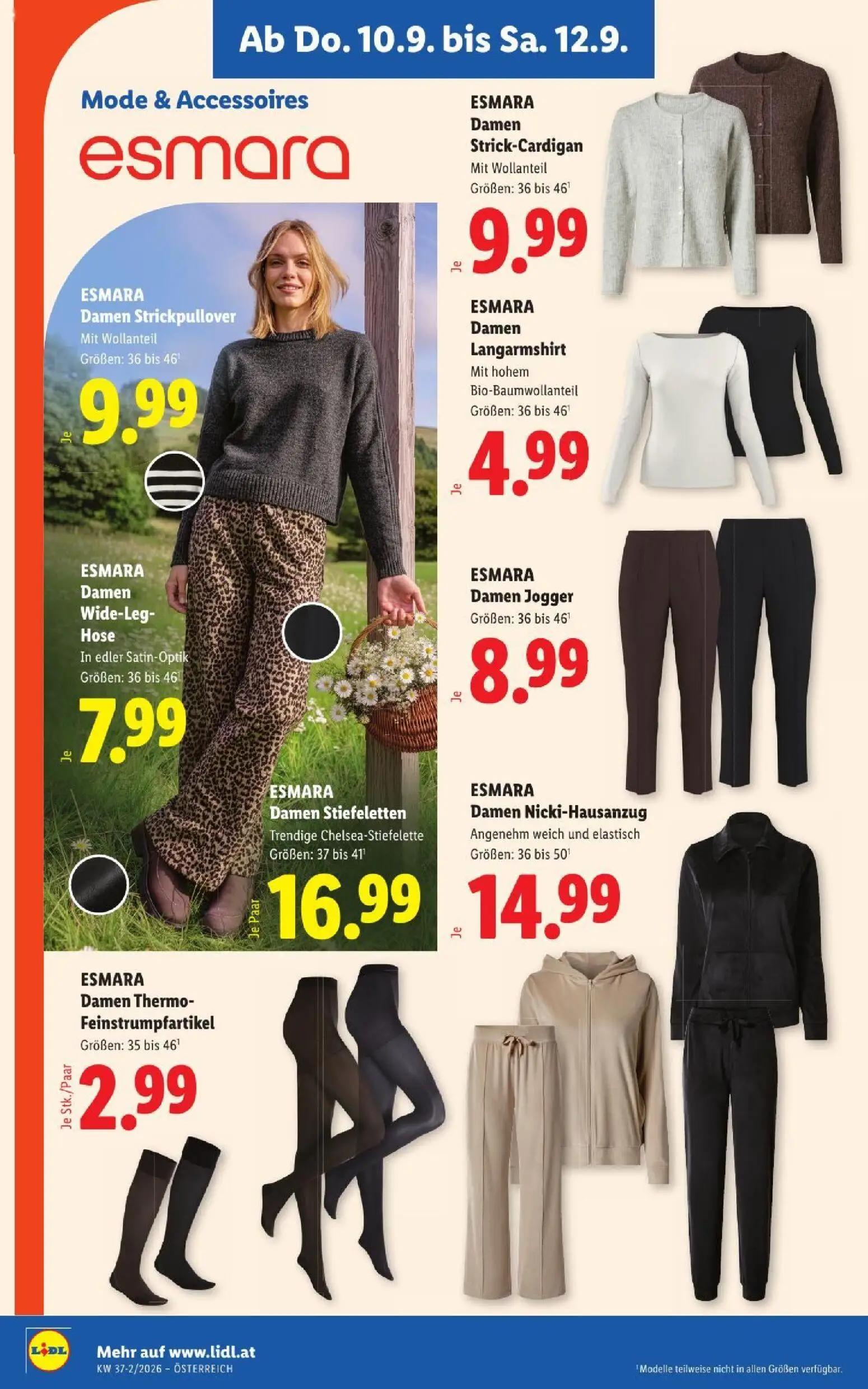 Lidl Prospekt, Seite 24 von 53 — ESMARA Damen Strickpullover Mit Wollanteil Größen: 36 bis 46', ESMARA Damen Strick-Cardigan…