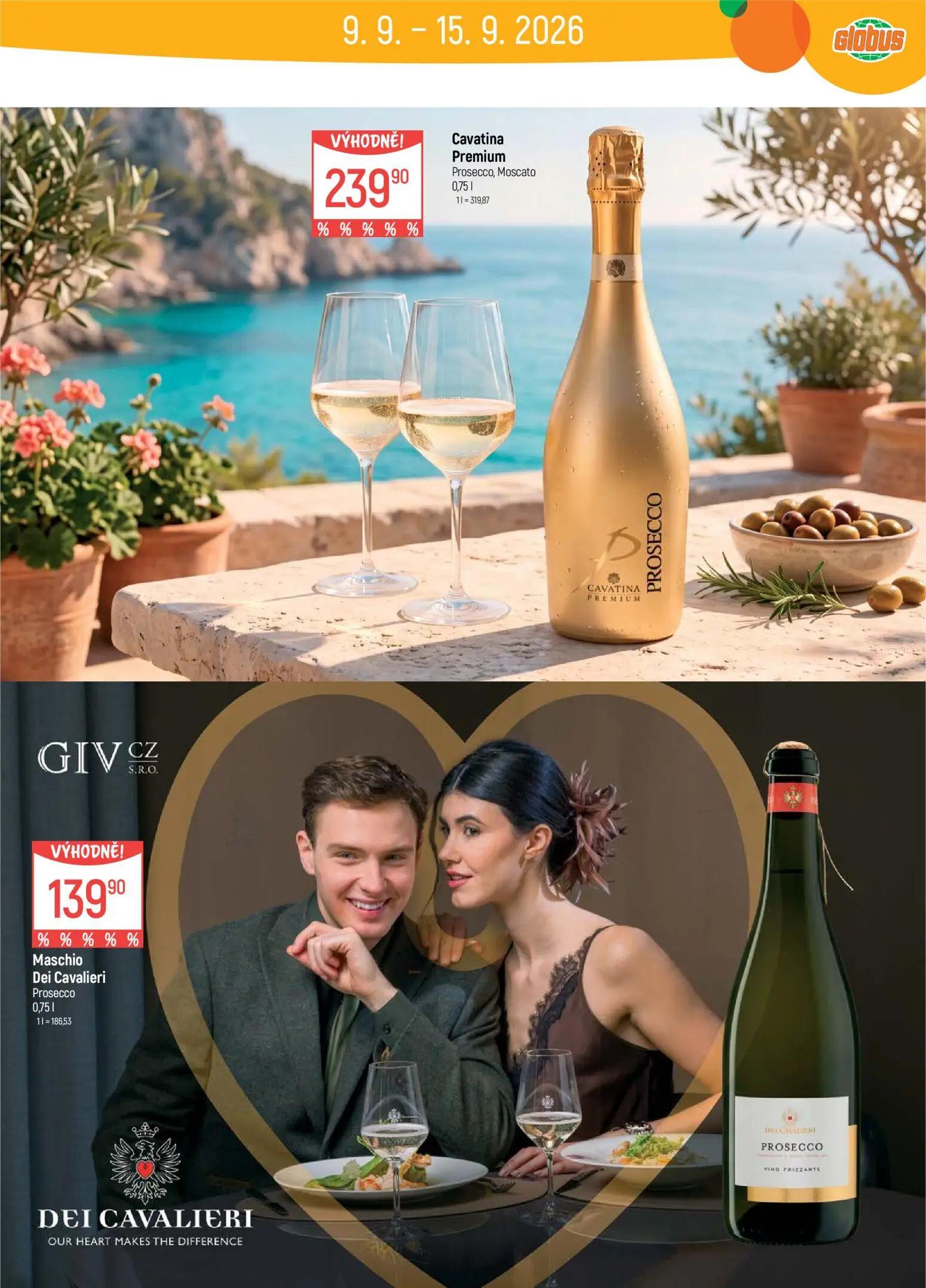 GLOBUS leták, strana 29 z 45 — Cavatina Premium Prosecco, Moscato, Maschio Dei Cavalieri Prosecco