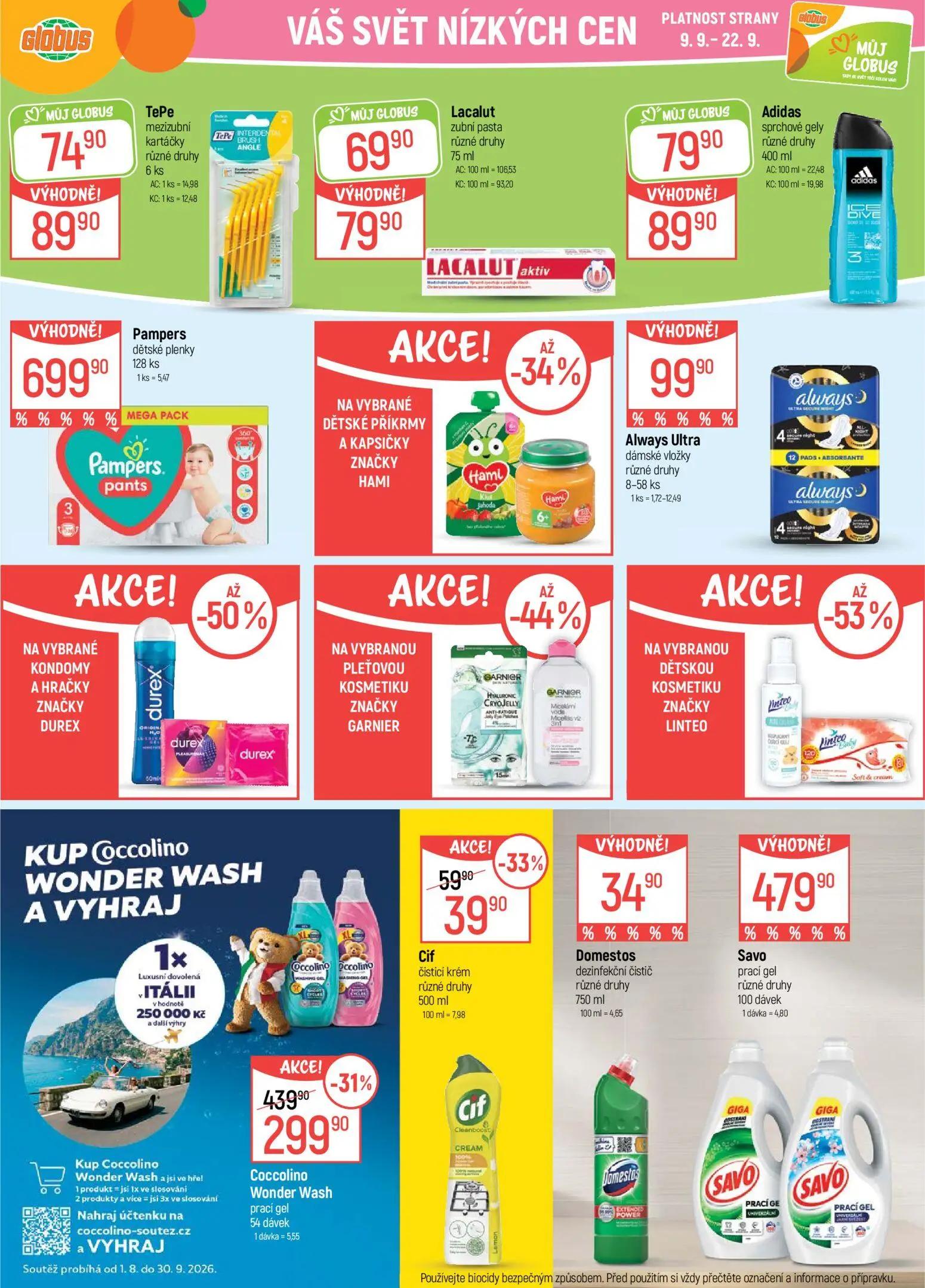 GLOBUS leták, strana 32 z 45 — Coccolino Wonder Wash prací gel, Cif čisticí krém, TePe mezizubní kartáčky