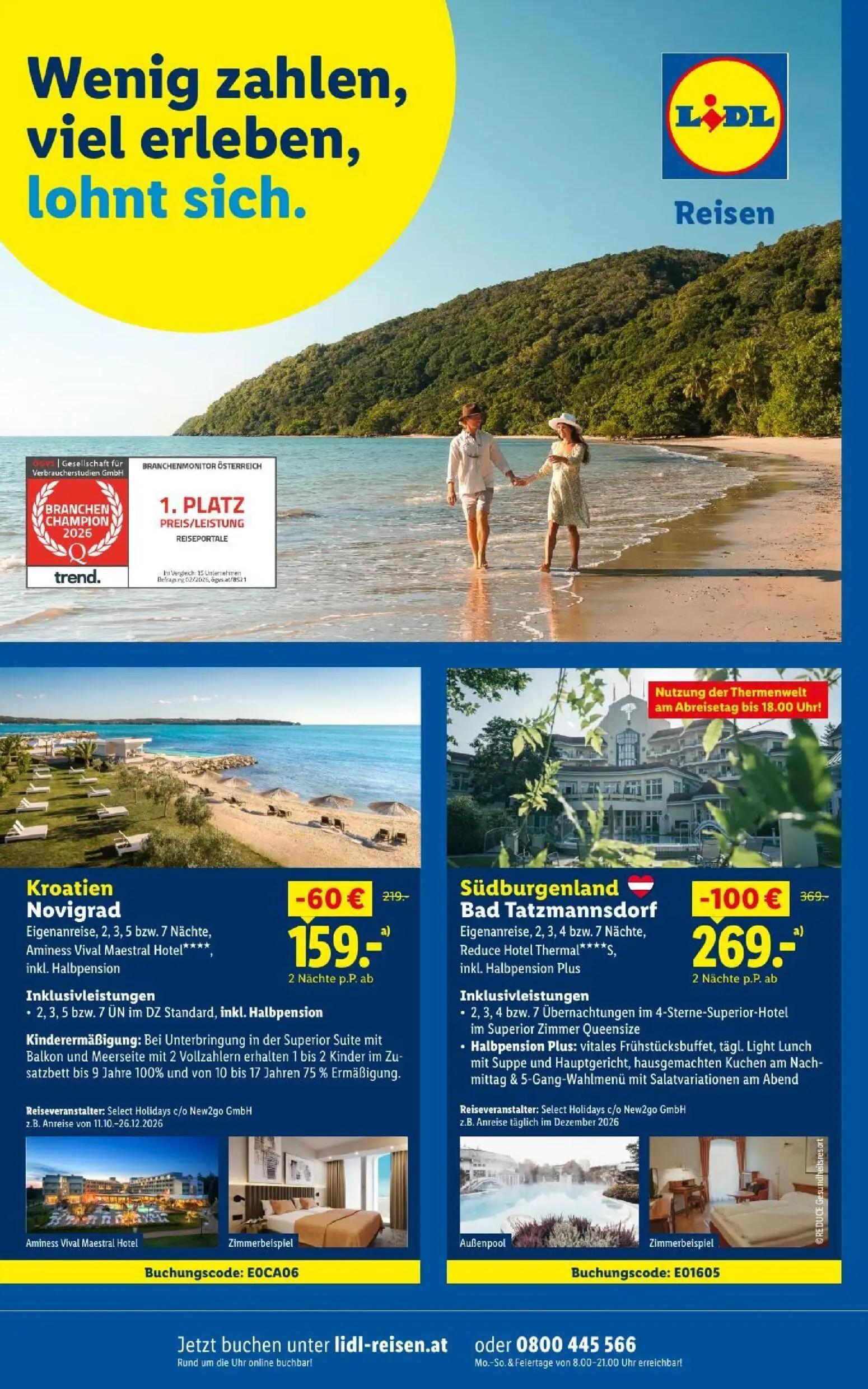 Lidl Prospekt, Seite 28 von 53 — Südburgenland Bad Tatzmannsdorf Eigenanreise, 2, 3, 4 bzw. 7 Nächte, Reduce Hotel Thermal**…