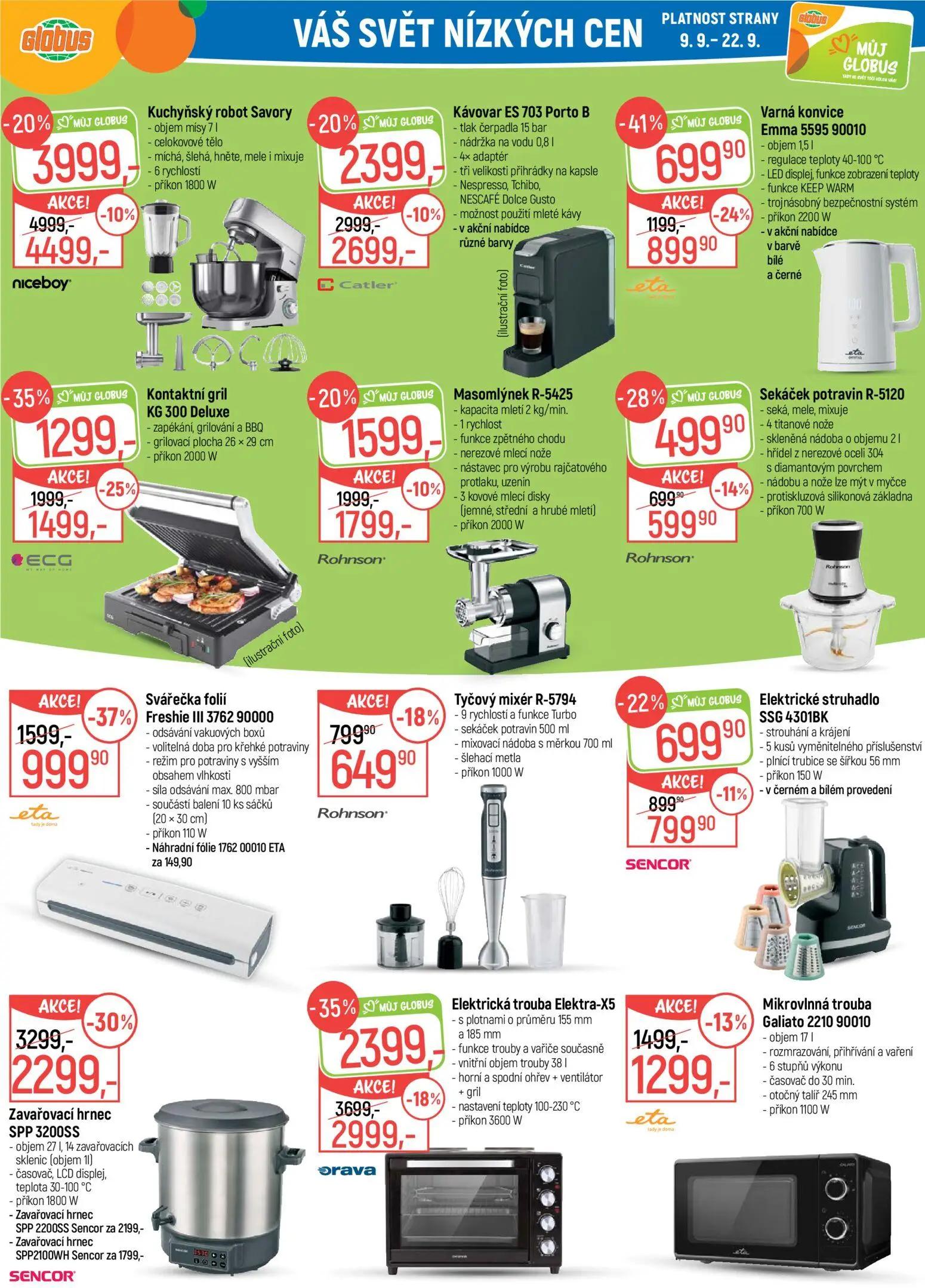 GLOBUS leták, strana 34 z 45 — Elektrická trouba Elektra-X5, Kuchyňský robot Savory, Zavařovací hrnec SPP 3200SS