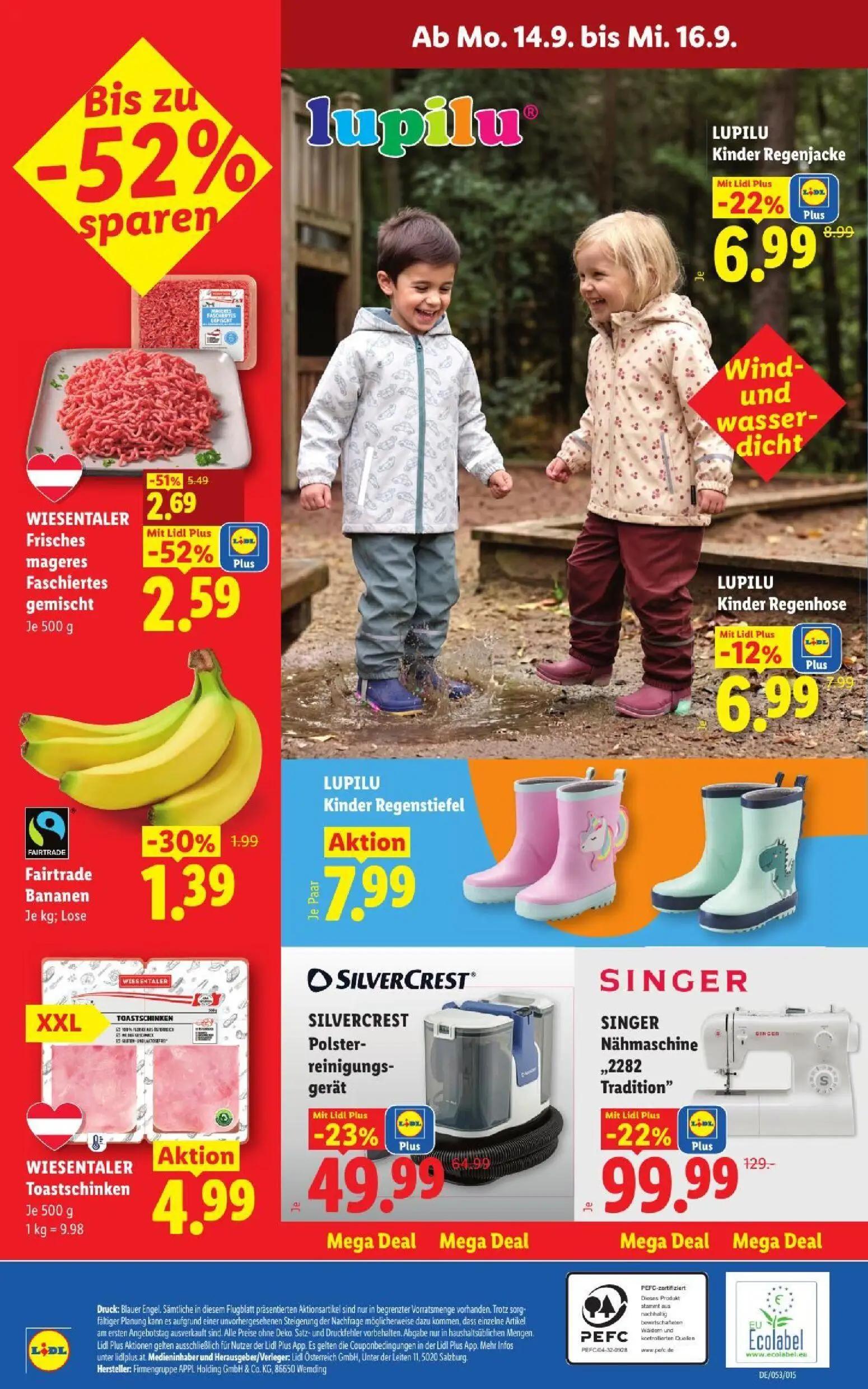 Lidl Prospekt, Seite 30 von 53 — SINGER Nähmaschine „2282 Tradition", SILVERCREST Polster-reinigungs-gerät, WIESENTALER Fris…