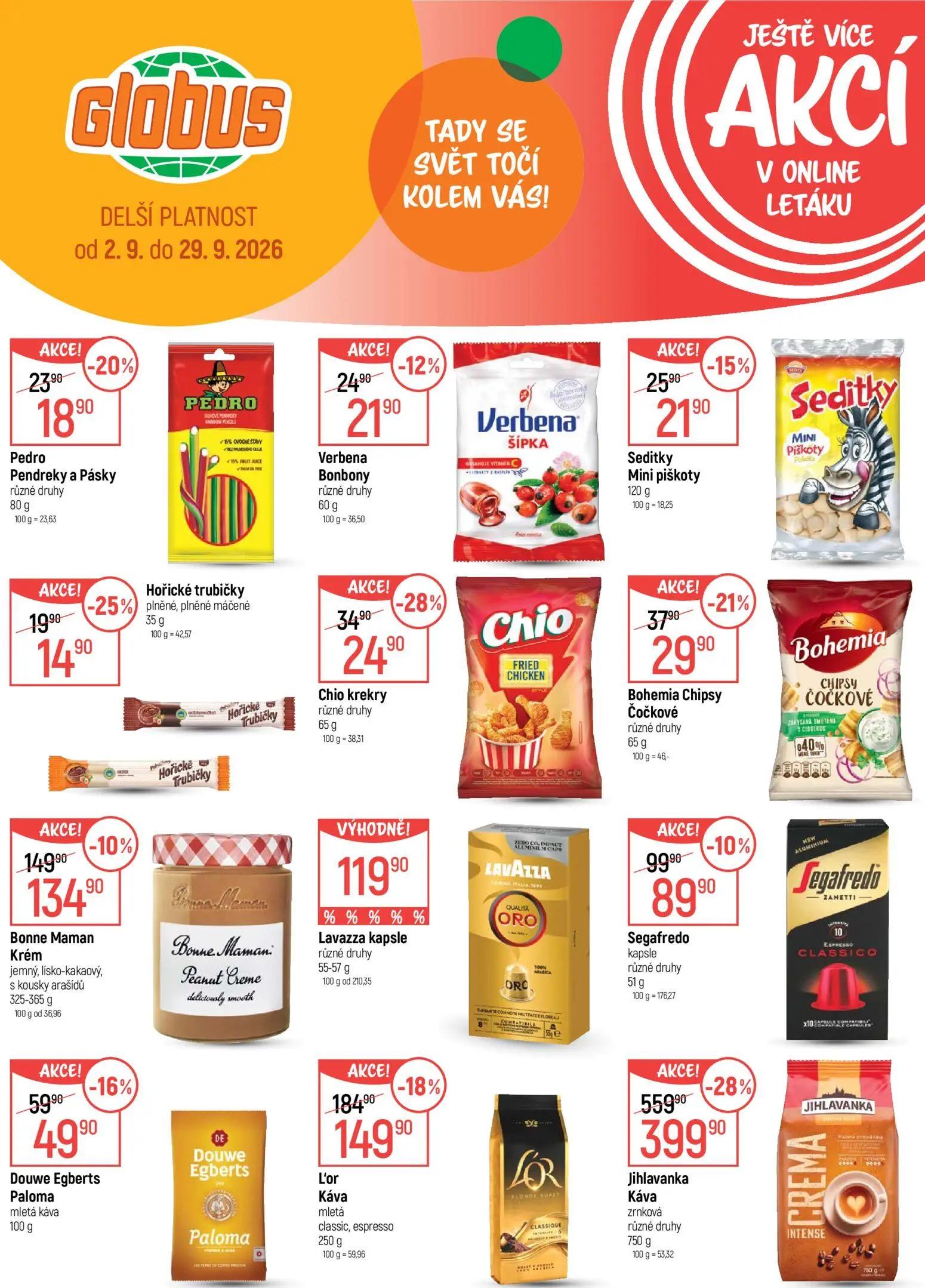 GLOBUS leták, strana 39 z 45 — Jihlavanka Káva zrnková, L'or Káva mletá, Bonne Maman Krém