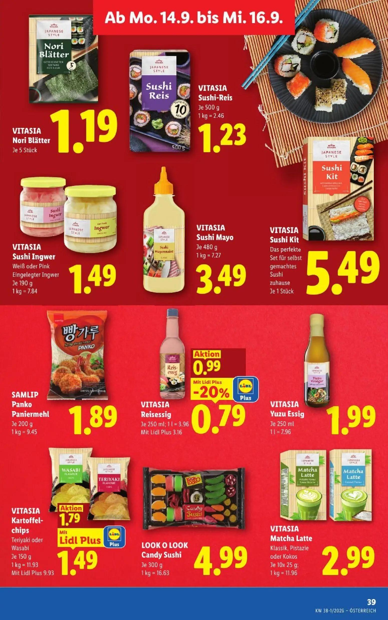 Lidl Prospekt, Seite 48 von 53 — VITASIA Kartoffel-chips Teriyaki oder Wasabi, VITASIA Reisessig, VITASIA Nori Blätter