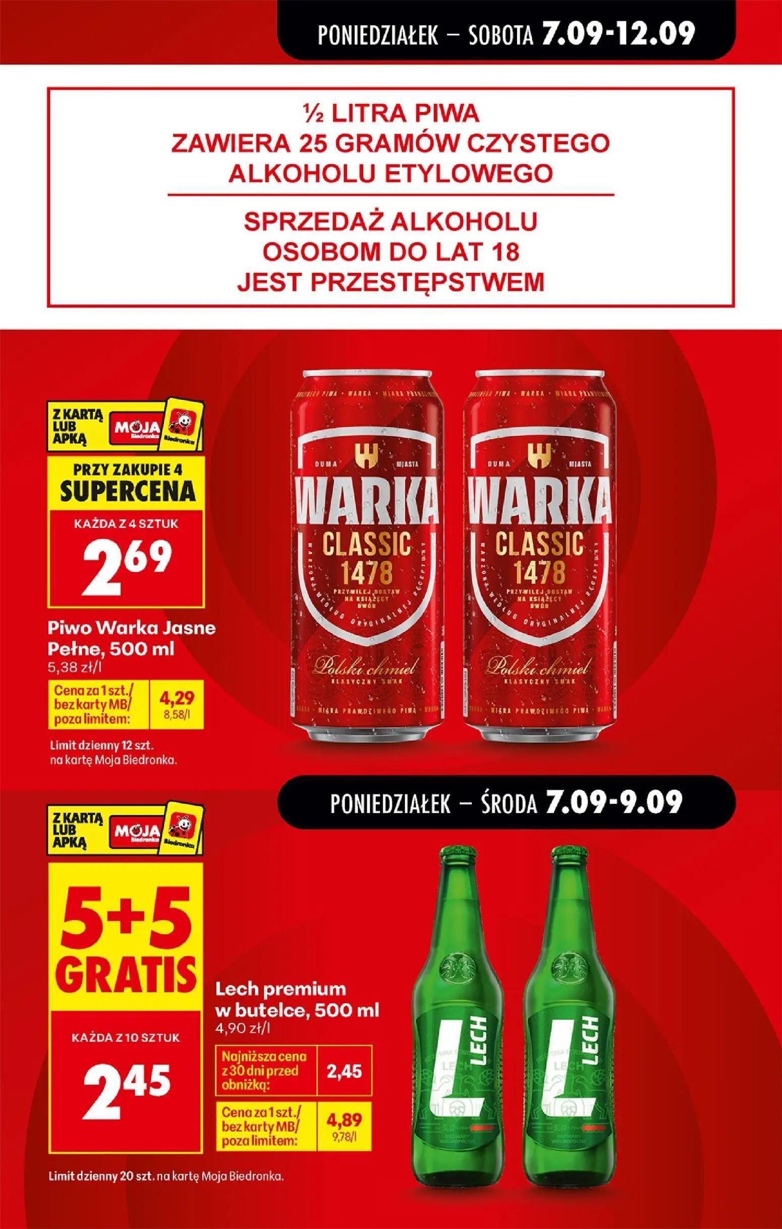 Biedronka gazetka, strona 13 z 91 — Piwo Warka Jasne Pełne, Lech premium w butelce