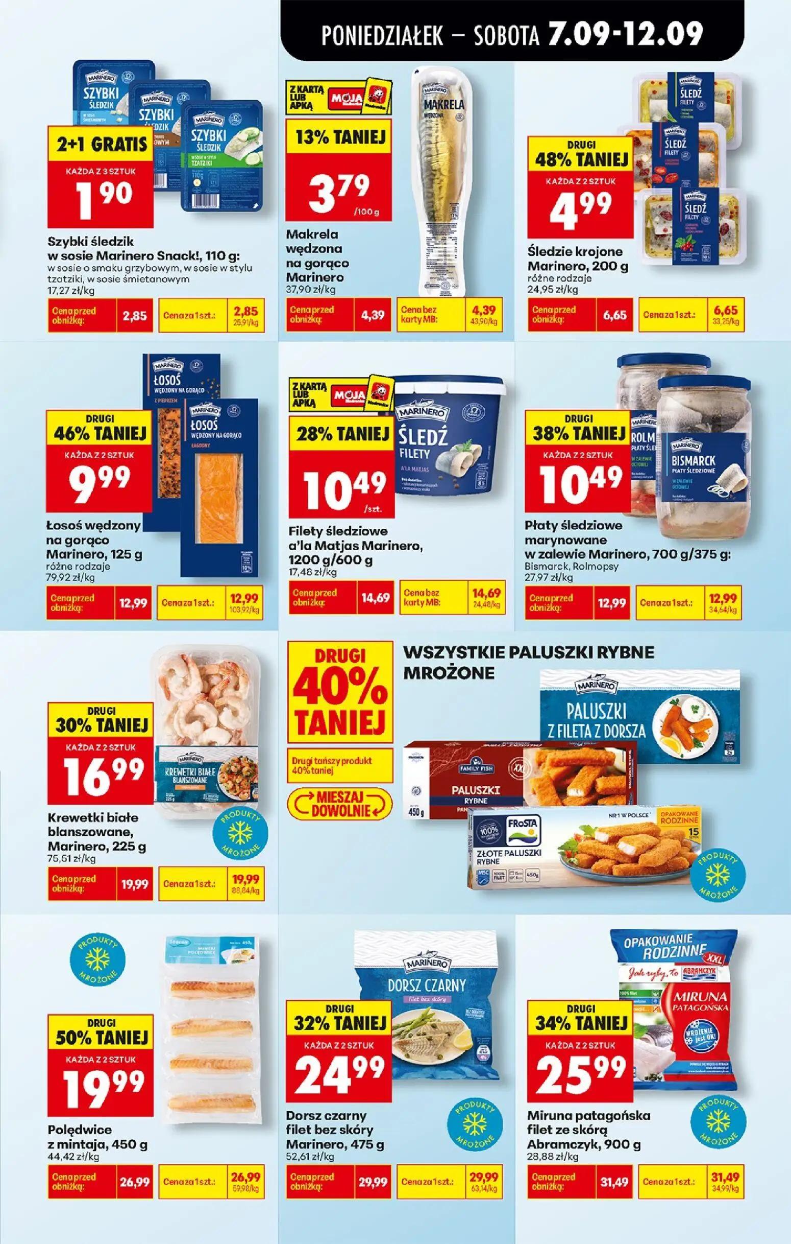 Biedronka gazetka, strona 39 z 91 — Polędwice z mintaja, Miruna patagońska filet ze skórą Abramczyk, Dorsz czarny filet bez …