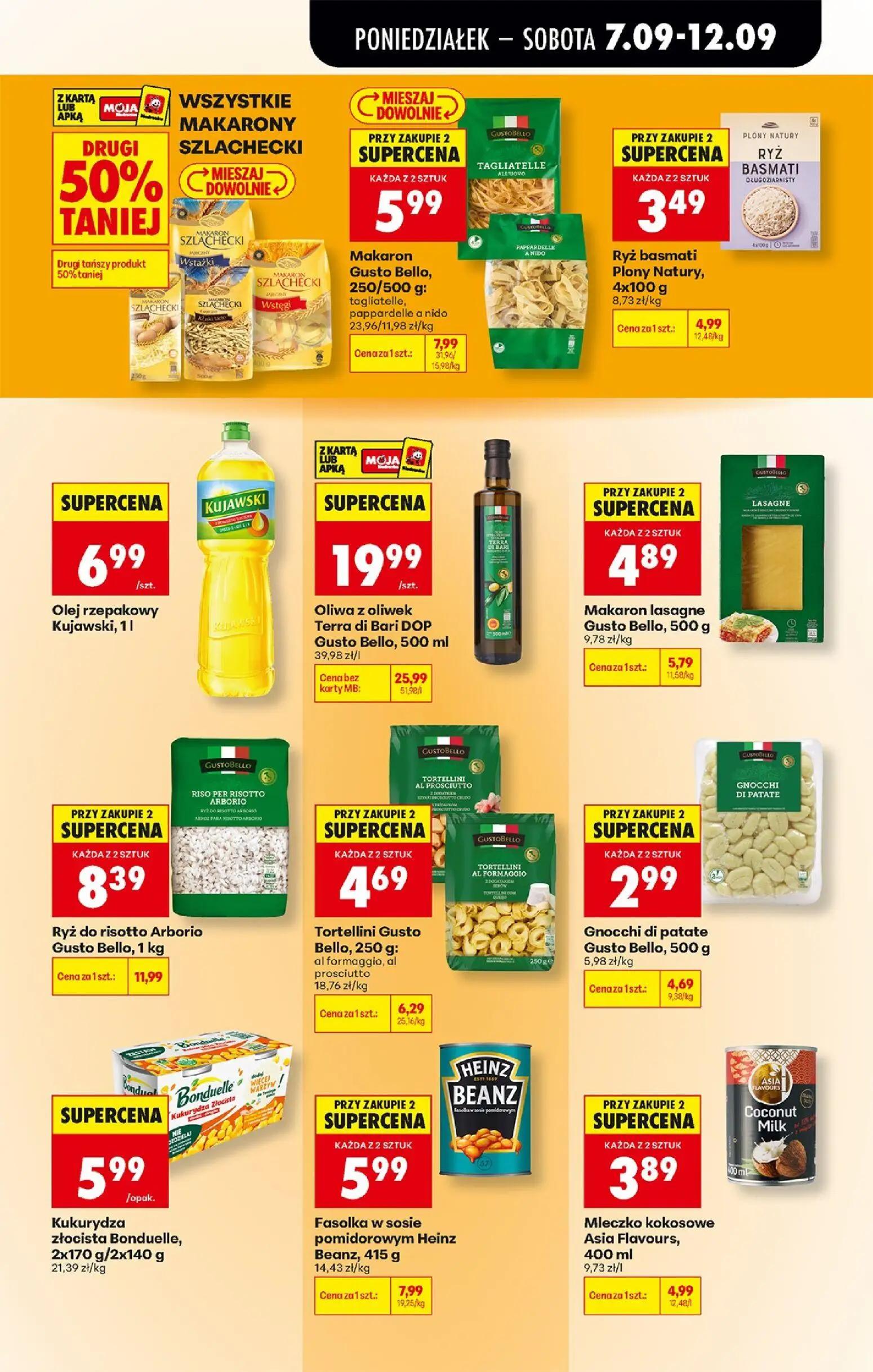 Biedronka gazetka, strona 49 z 91 — Oliwa z oliwek Terra di Bari DOP Gusto Bello, Ryż do risotto Arborio Gusto Bello, Makaro…