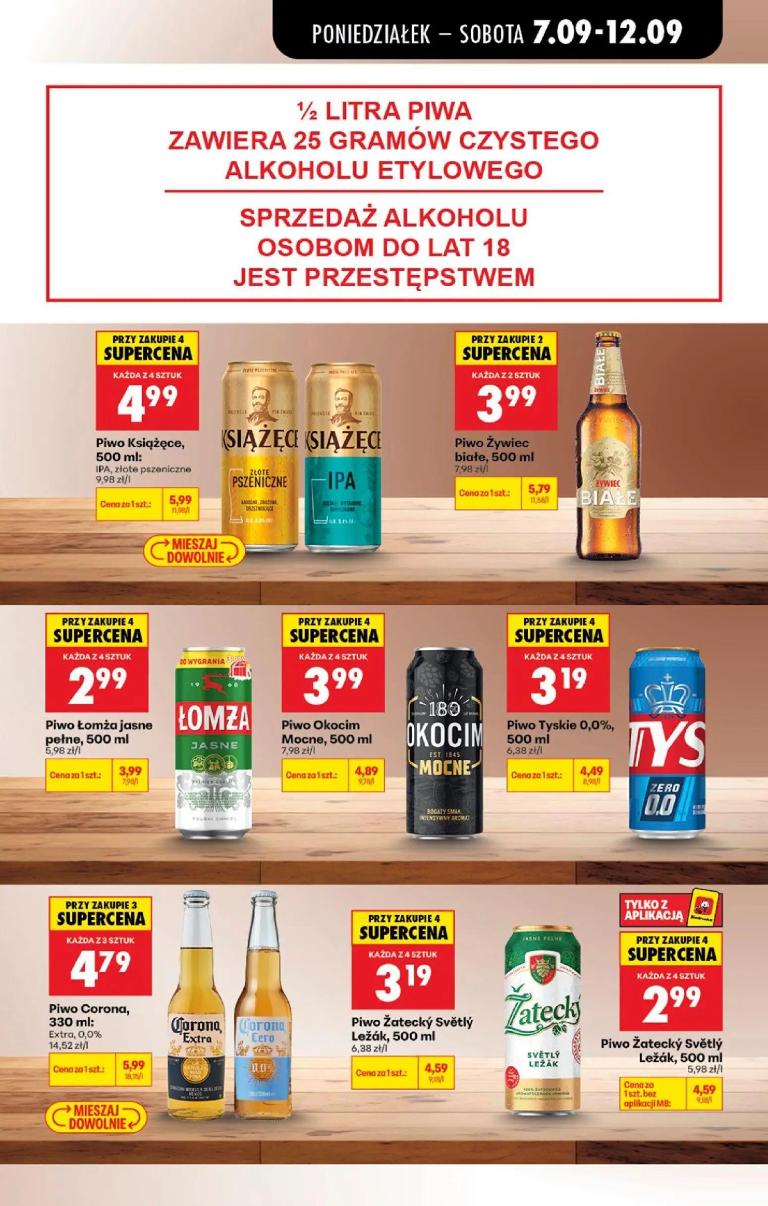 Biedronka gazetka, strona 63 z 91 — Piwo Książęce, IPA, złote pszeniczne, Piwo Żywiec białe, Piwo Łomża jasne pełne