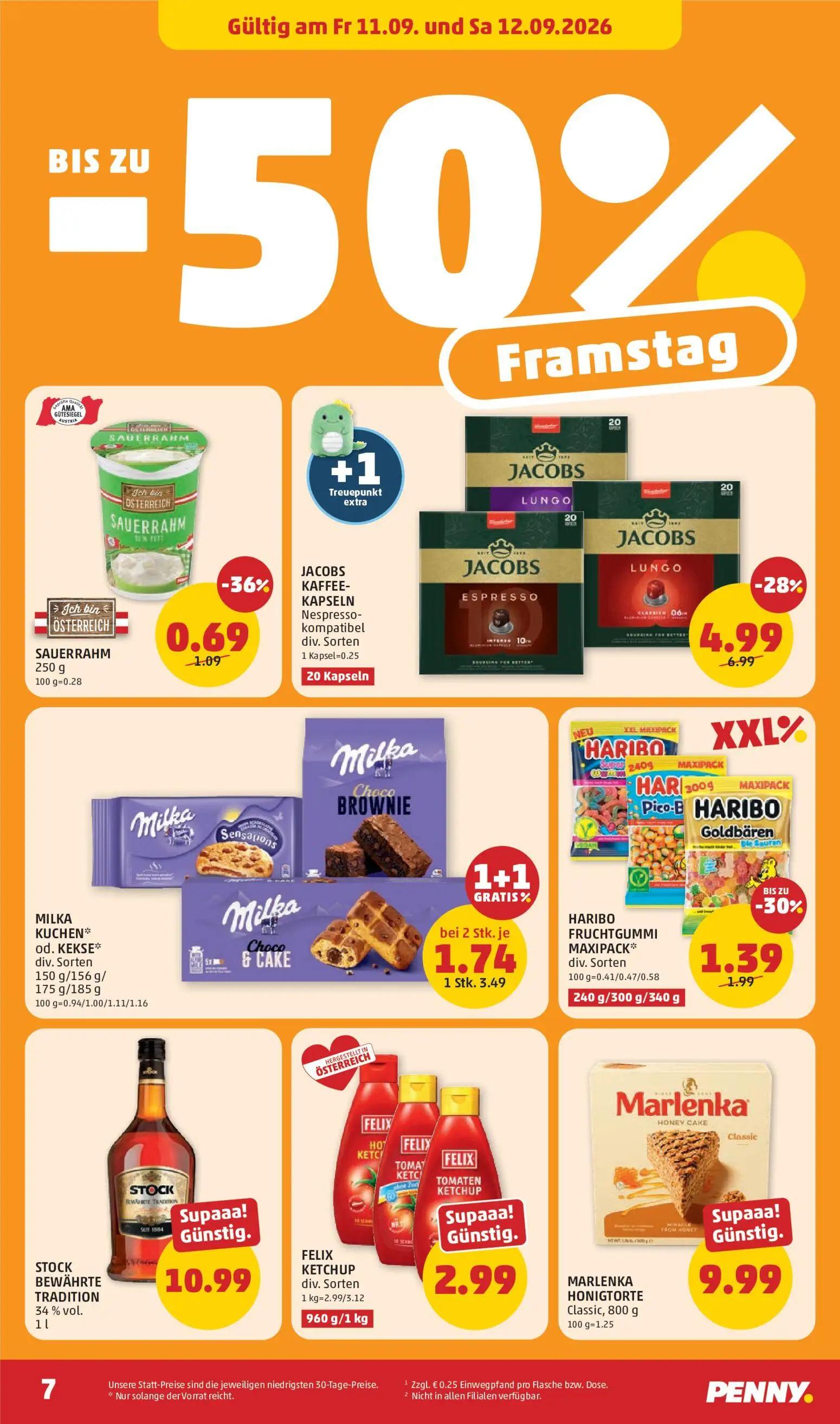 PENNY Prospekt, Seite 7 von 32 — JACOBS KAFFEE- KAPSELN Nespresso- kompatibel div. Sorten, MILKA KUCHEN* od. KEKSE* div. Sor…