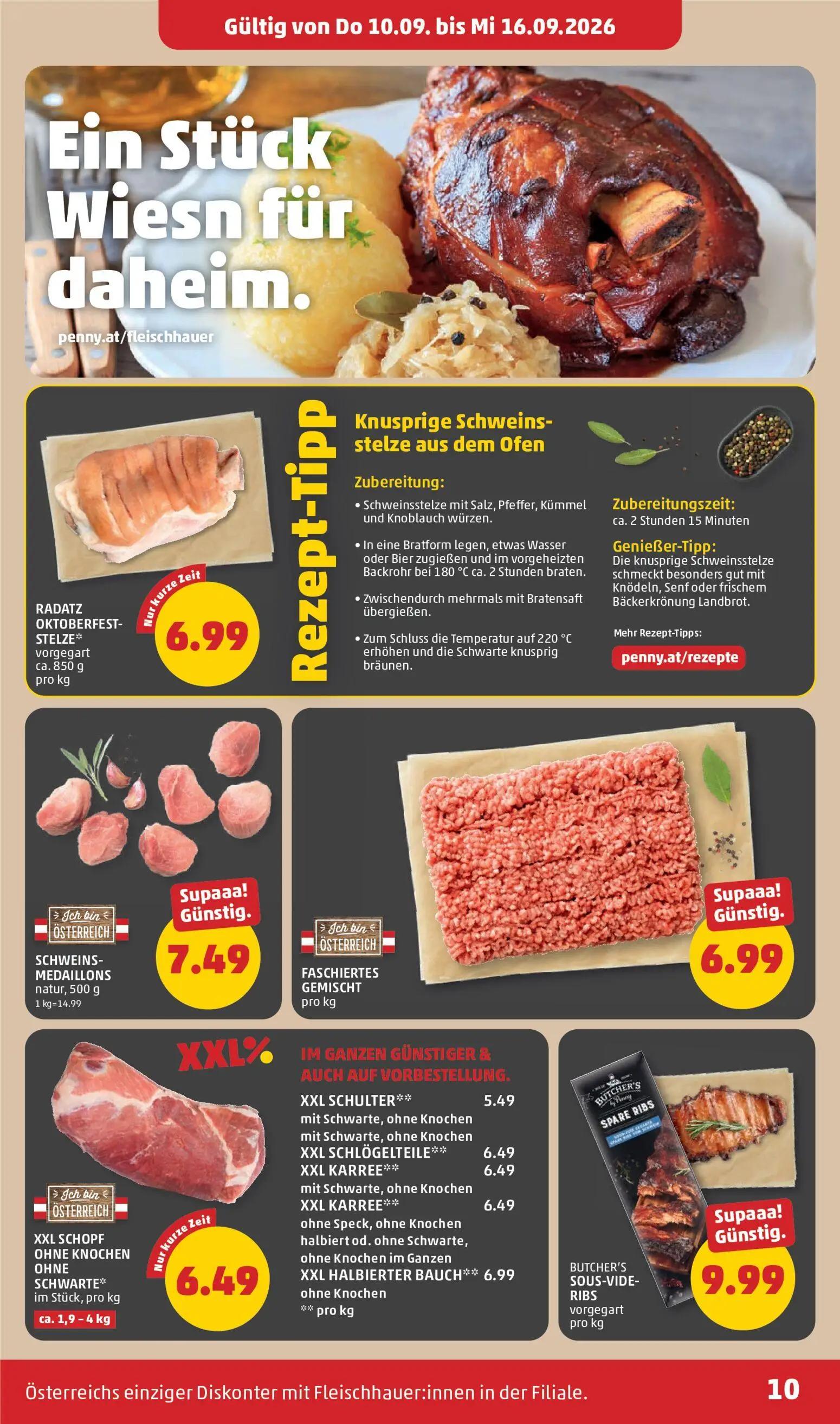 PENNY Prospekt, Seite 10 von 32 — SCHWEINS- MEDAILLONS natur, FASCHIERTES GEMISCHT, BUTCHER'S SOUS-VIDE-RIBS