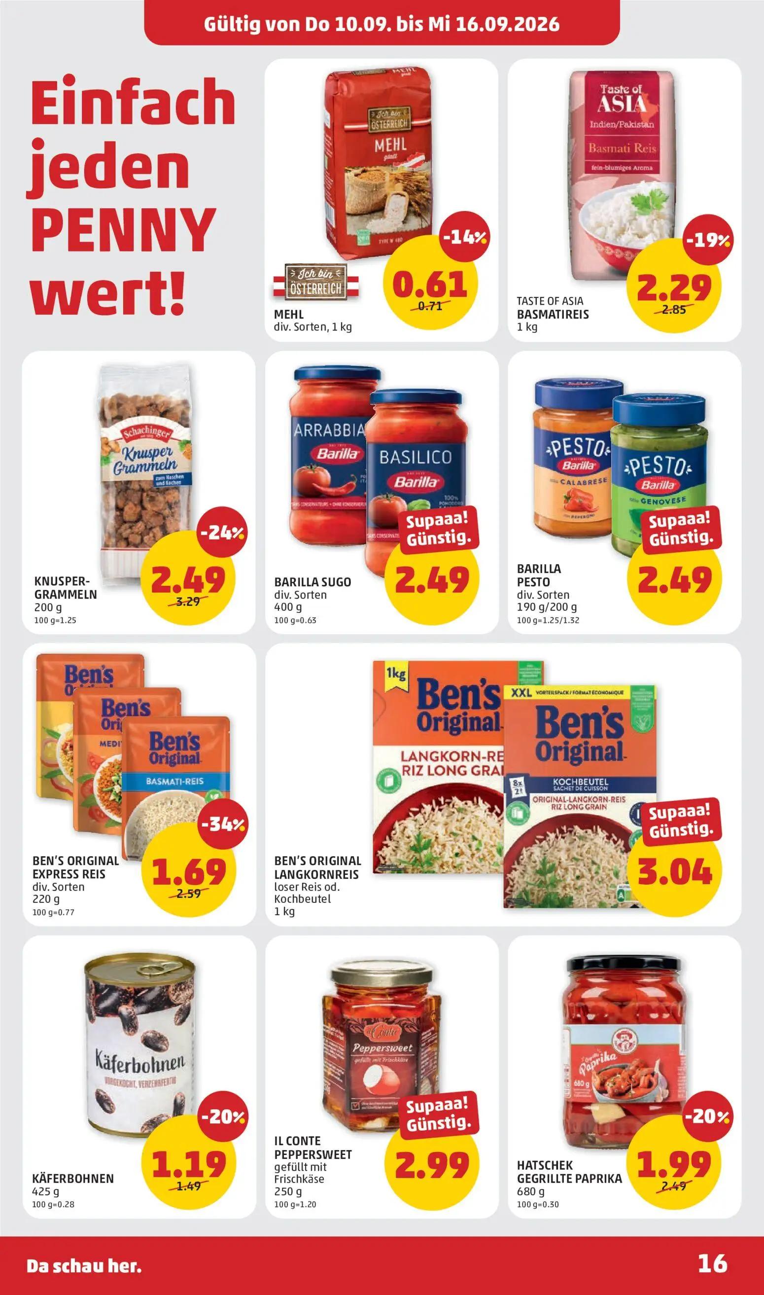 PENNY Prospekt, Seite 16 von 32 — BARILLA SUGO div. Sorten, BARILLA PESTO div. Sorten