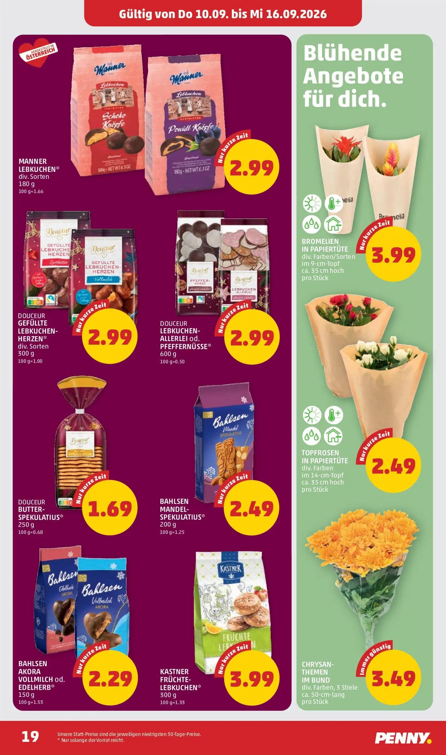 PENNY Prospekt, Seite 19 von 32 — MANNER LEBKUCHEN*, DOUCEUR GEFÜLLTE LEBKUCHEN- HERZEN*, DOUCEUR LEBKUCHEN- ALLERLEI od. PF…