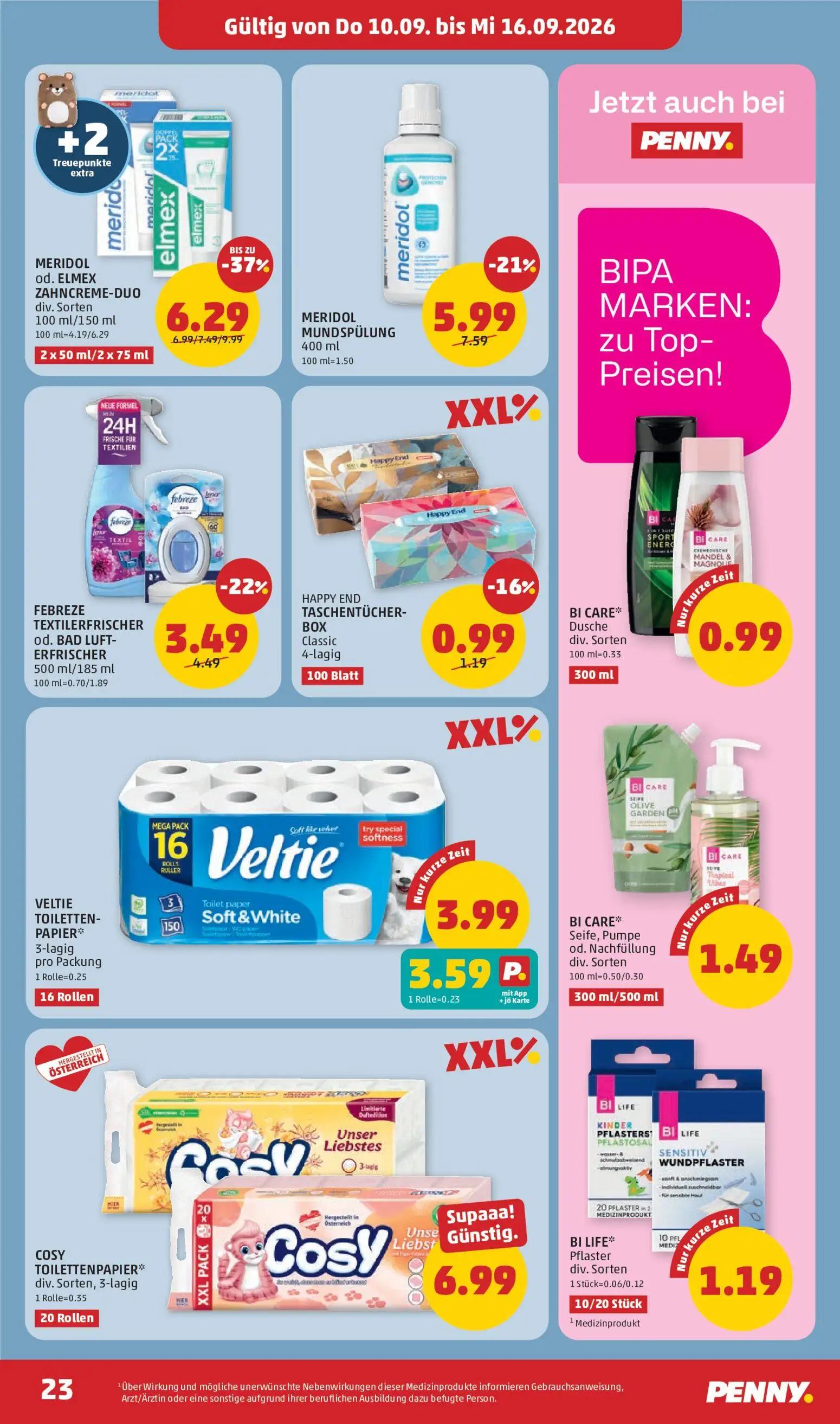 PENNY Prospekt, Seite 23 von 32 — VELTIE TOILETTEN-PAPIER, COSY TOILETTENPAPIER