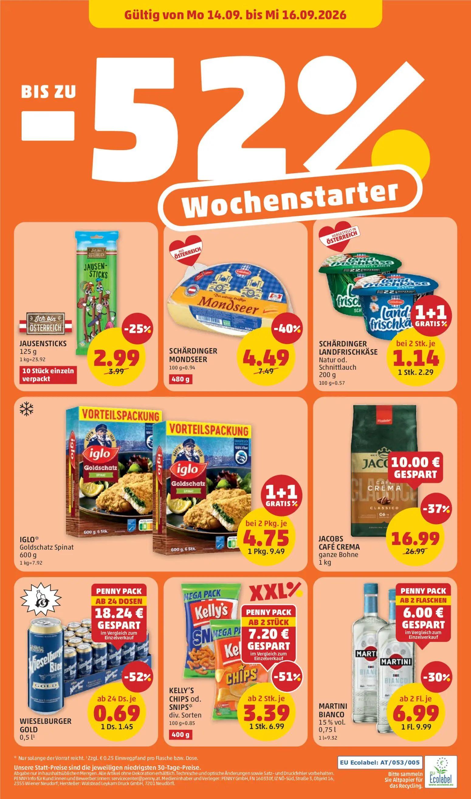 PENNY Prospekt, Seite 28 von 32 — JACOBS CAFÉ CREMA ganze Bohne, WIESELBURGER GOLD