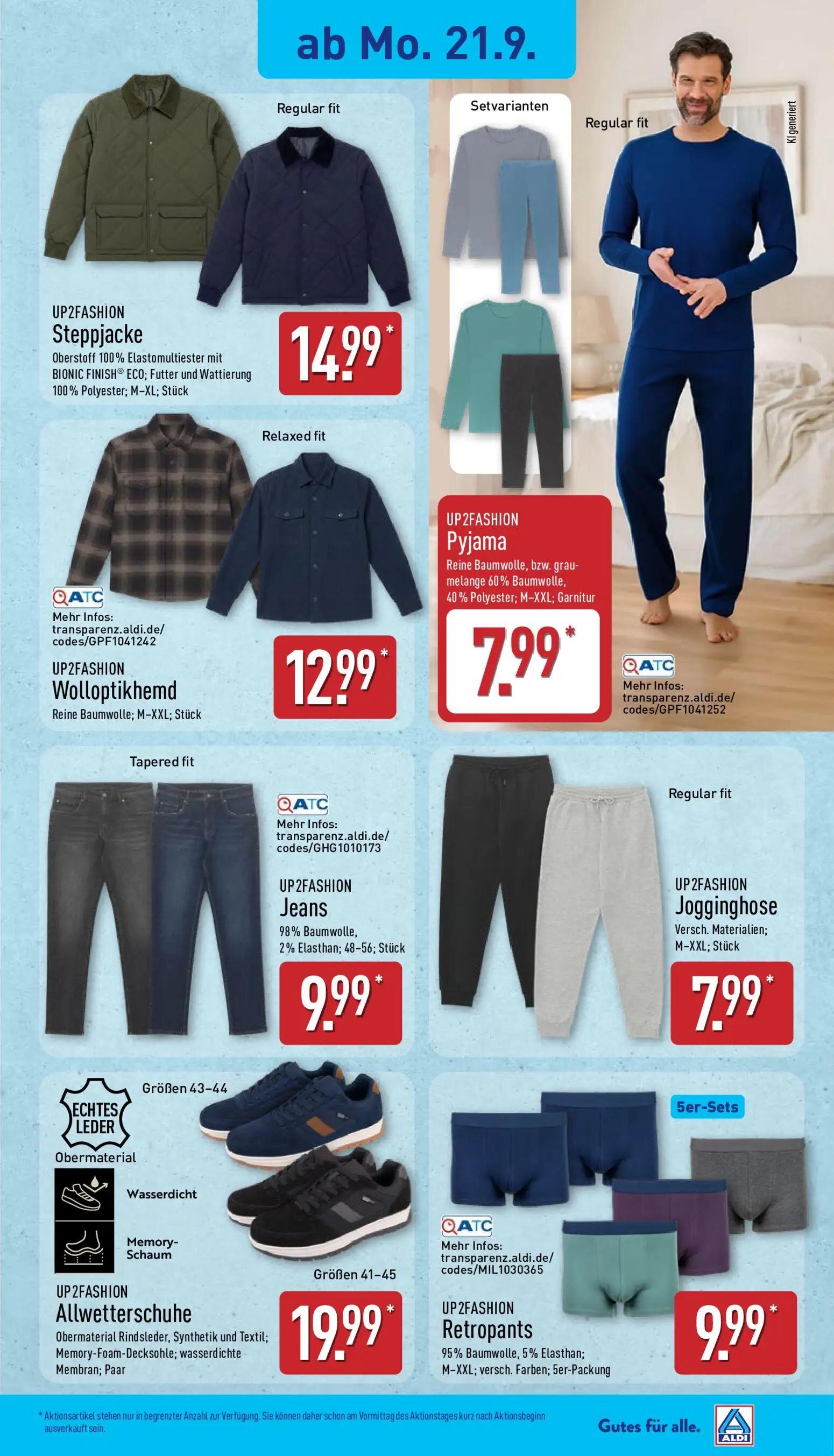 Aldi Nord Prospekt, Seite 3 von 14 — UP2FASHION Steppjacke, UP2FASHION Pyjama, UP2FASHION Wolloptikhemd