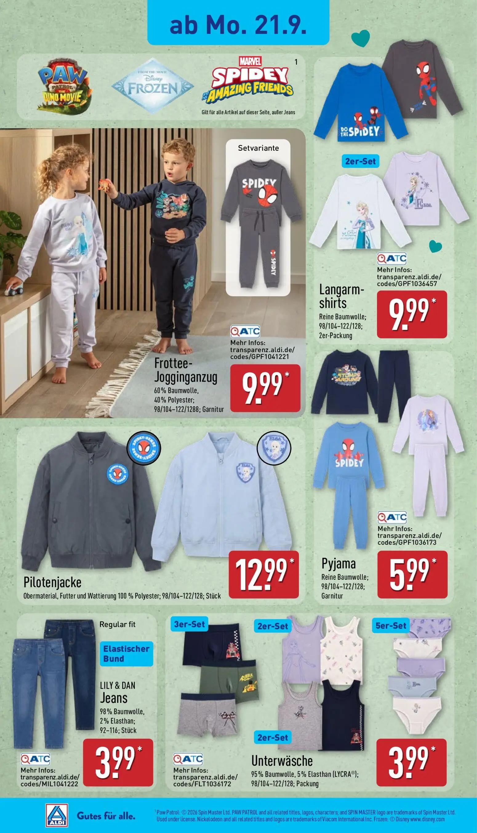Aldi Nord Prospekt, Seite 6 von 14 — Frottee-Jogginganzug, Langarmshirts, Pilotenjacke