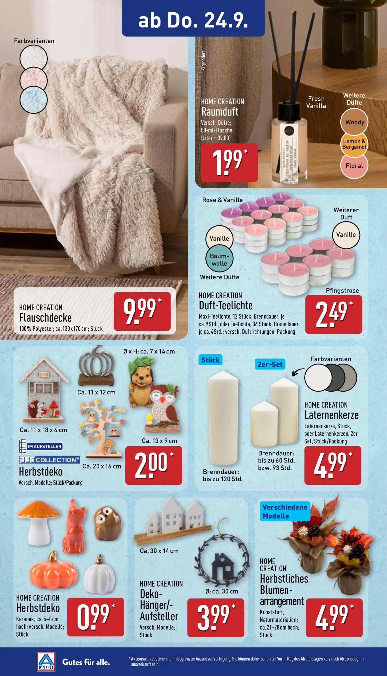 Aldi Nord Prospekt, Seite 10 von 14 — Flauschdecke, Raumduft, Duft-Teelichte
