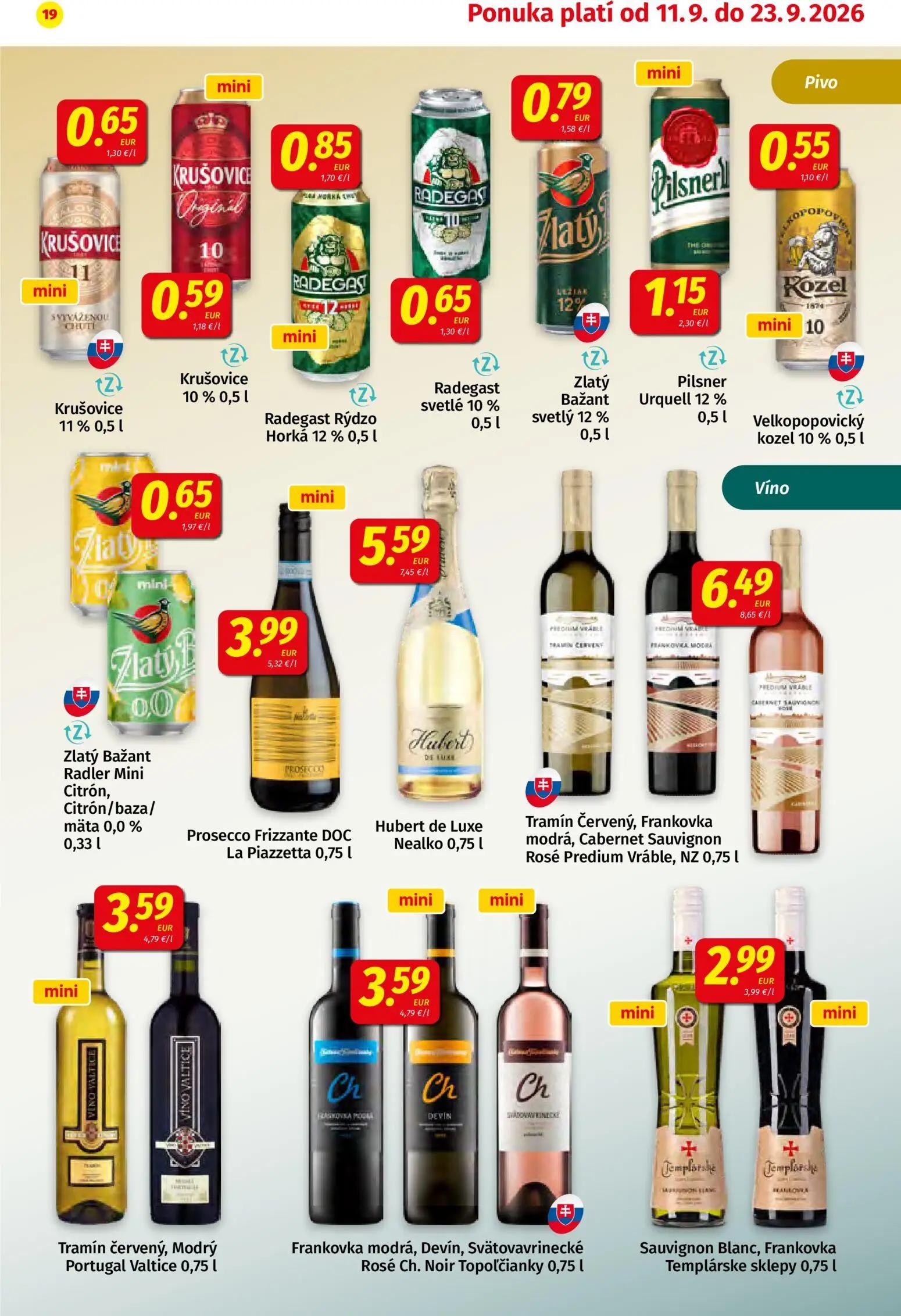 Koruna leták, strana 19 z 24 — Krušovice 11%, Krušovice Original 10%, Radegast Rýdzo Horká 12%
