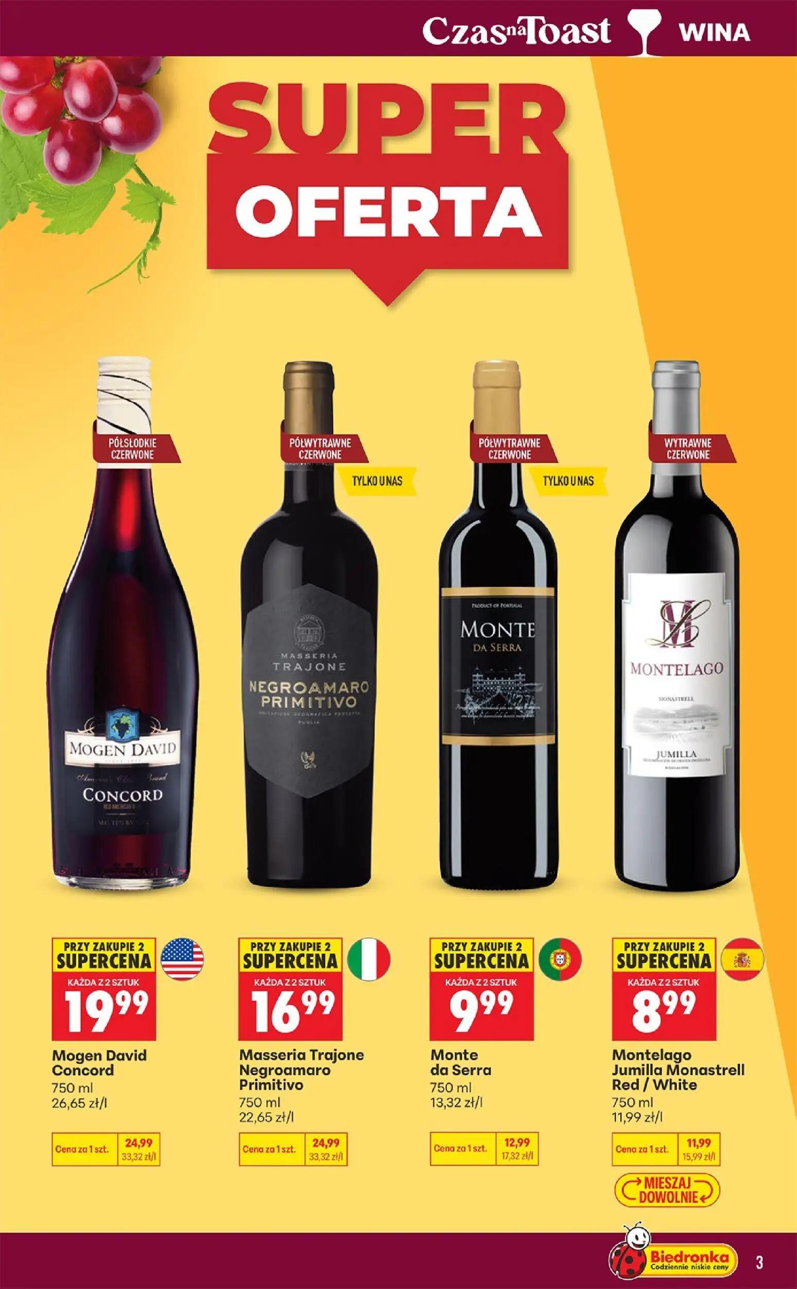 Biedronka gazetka, strona 3 z 36 — Masseria Trajone Negroamaro Primitivo, Mogen David Concord, Monte da Serra