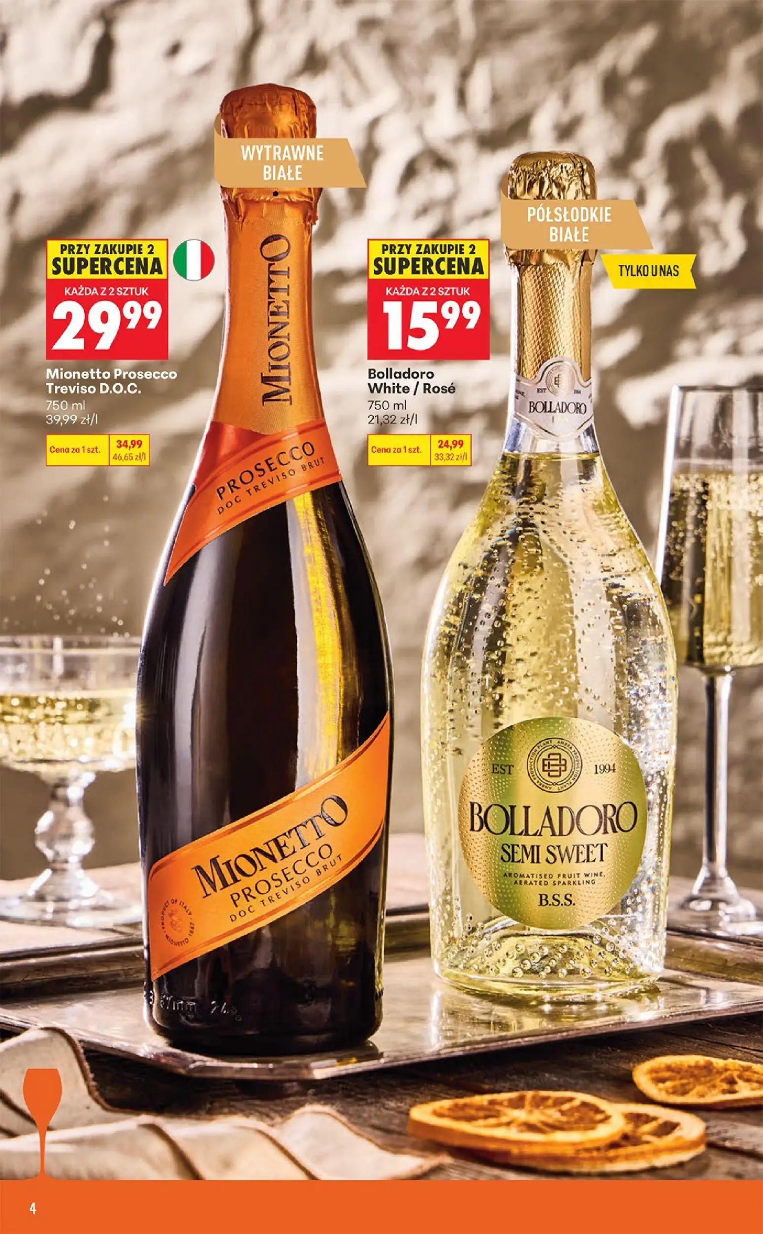 Biedronka gazetka, strona 4 z 36 — Bolladoro White / Rosé, Mionetto Prosecco Treviso D.O.C.