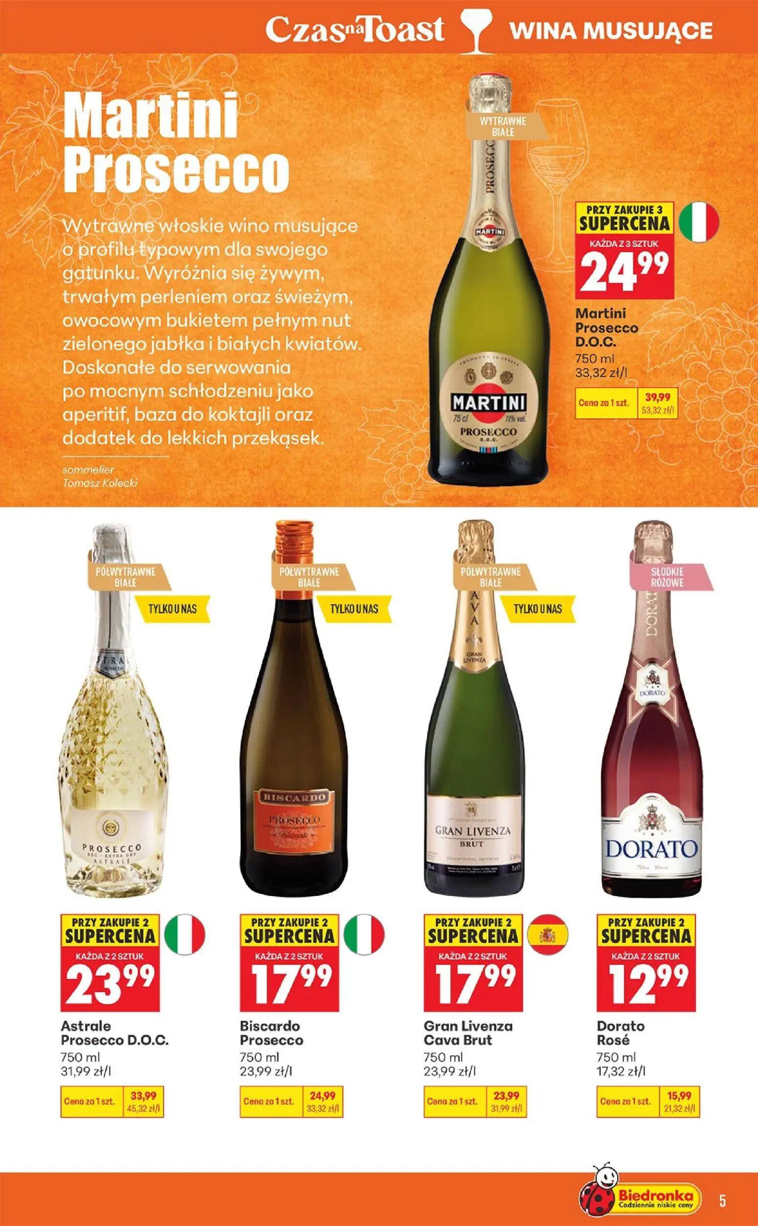 Biedronka gazetka, strona 5 z 36 — Martini Prosecco D.O.C., Astrale Prosecco D.O.C., Biscardo Prosecco
