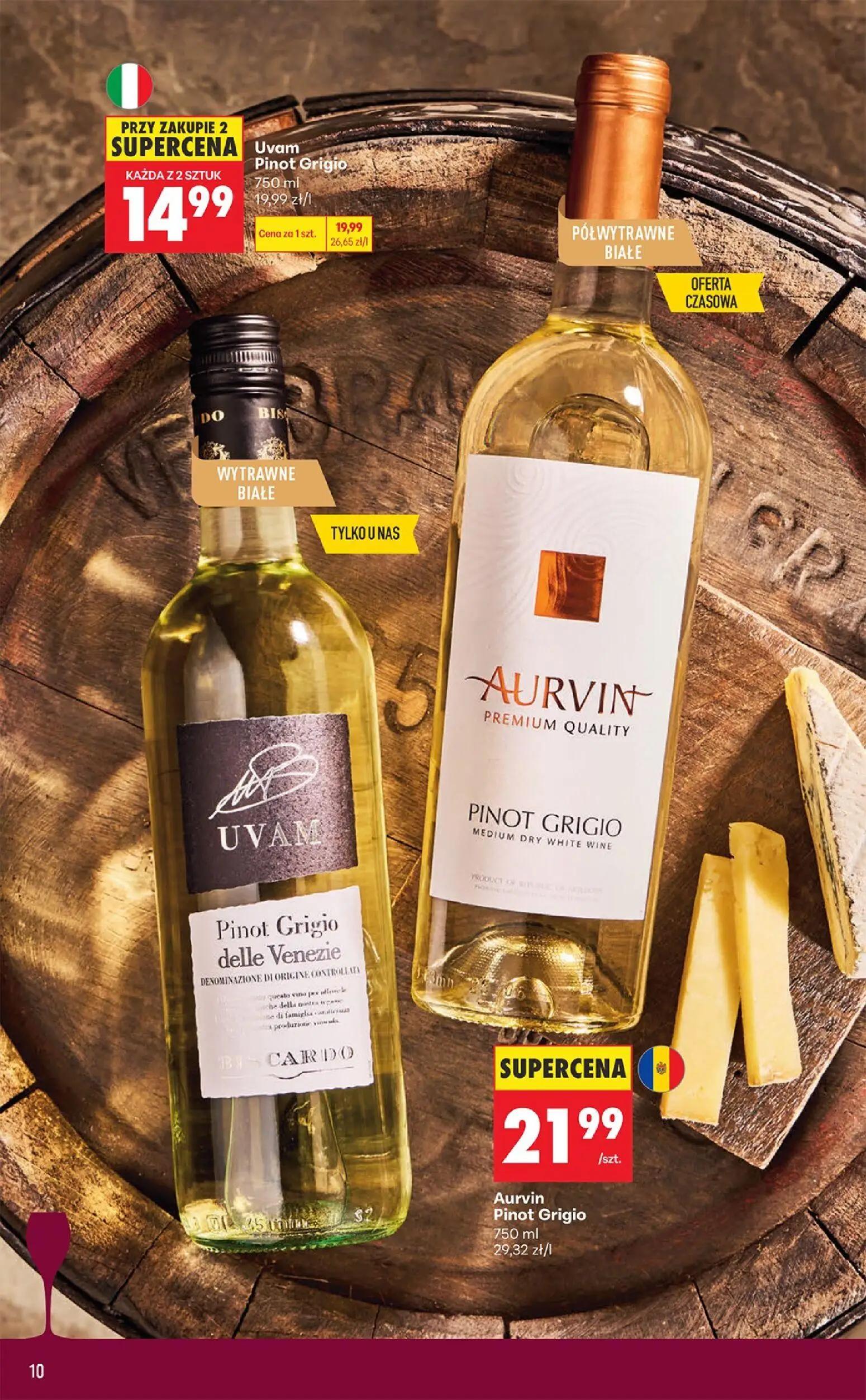 Biedronka gazetka, strona 10 z 36 — Uvam Pinot Grigio, Aurvin Pinot Grigio