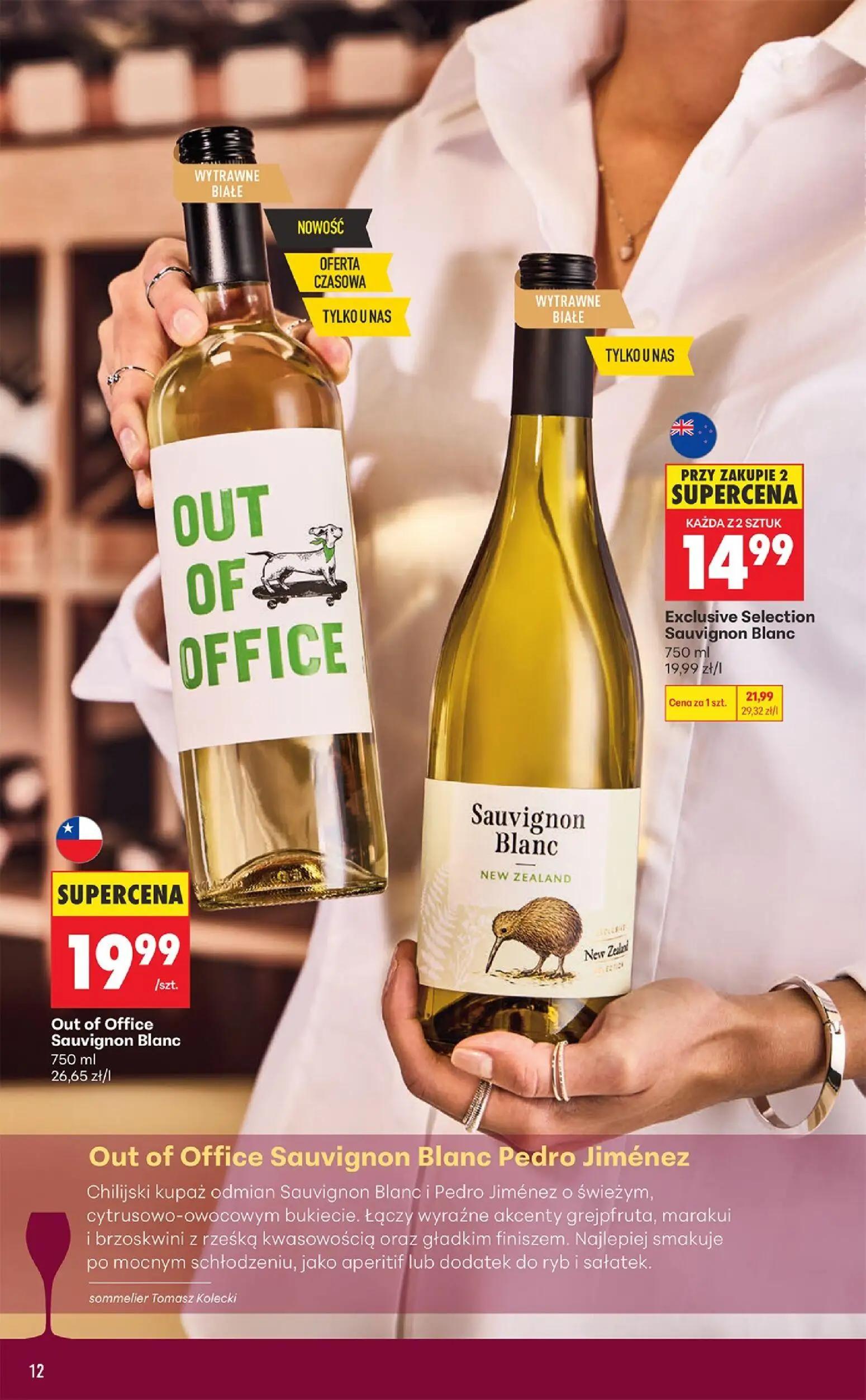 Biedronka gazetka, strona 12 z 36 — Exclusive Selection Sauvignon Blanc, Out of Office Sauvignon Blanc