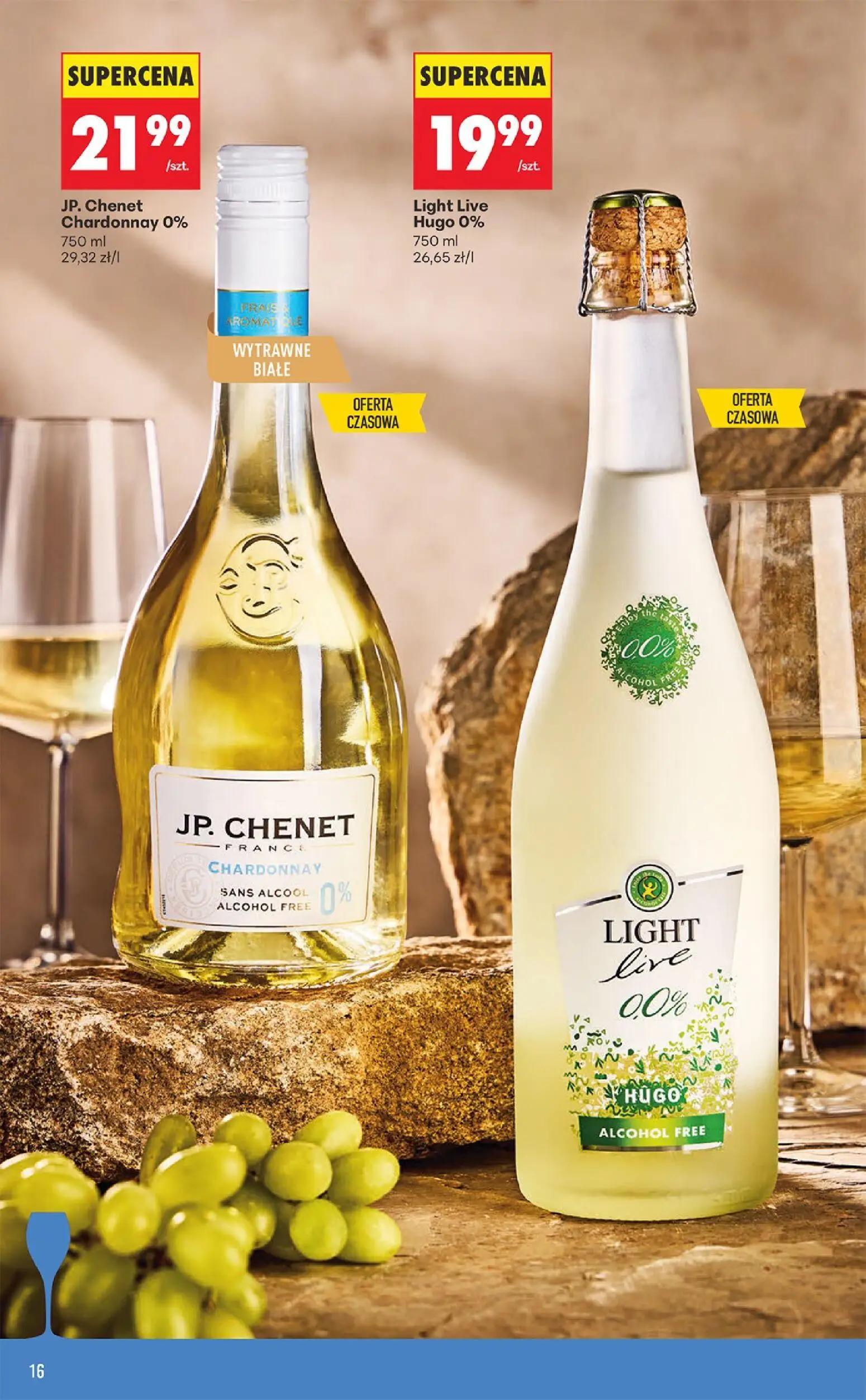 Biedronka gazetka, strona 16 z 36 — JP. Chenet Chardonnay 0%, Light Live Hugo 0%