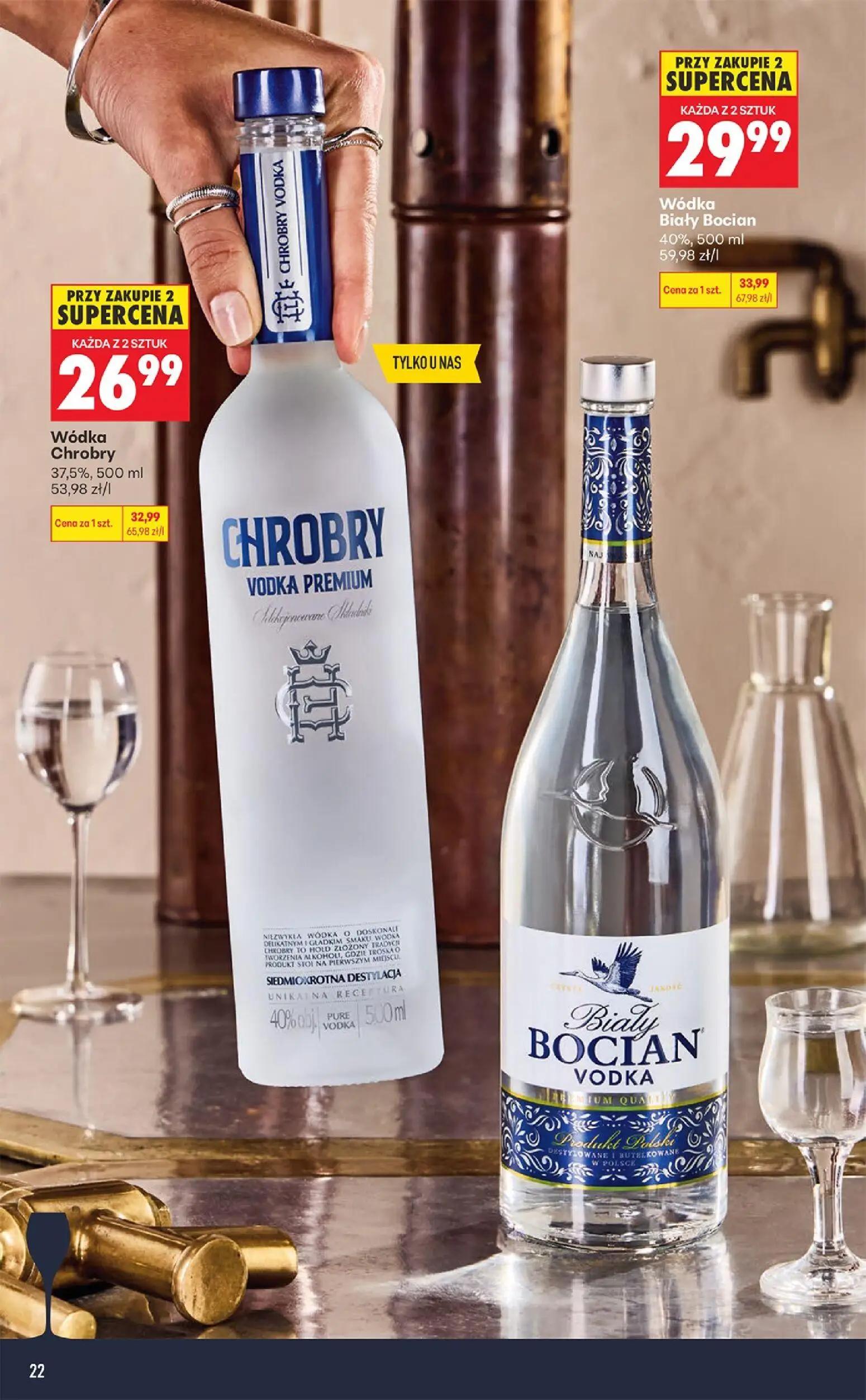 Biedronka gazetka, strona 22 z 36 — Wódka Chrobry, Wódka Biały Bocian