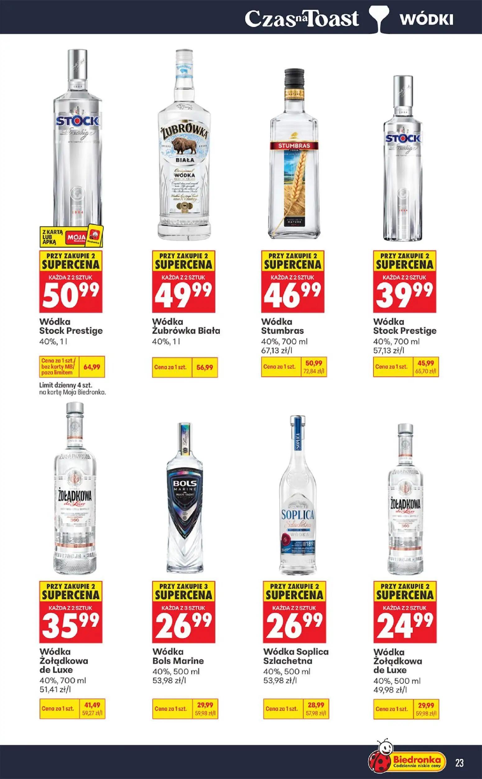 Biedronka gazetka, strona 23 z 36 — Wódka Stock Prestige, Wódka Żubrówka Biała, Wódka Stock Prestige