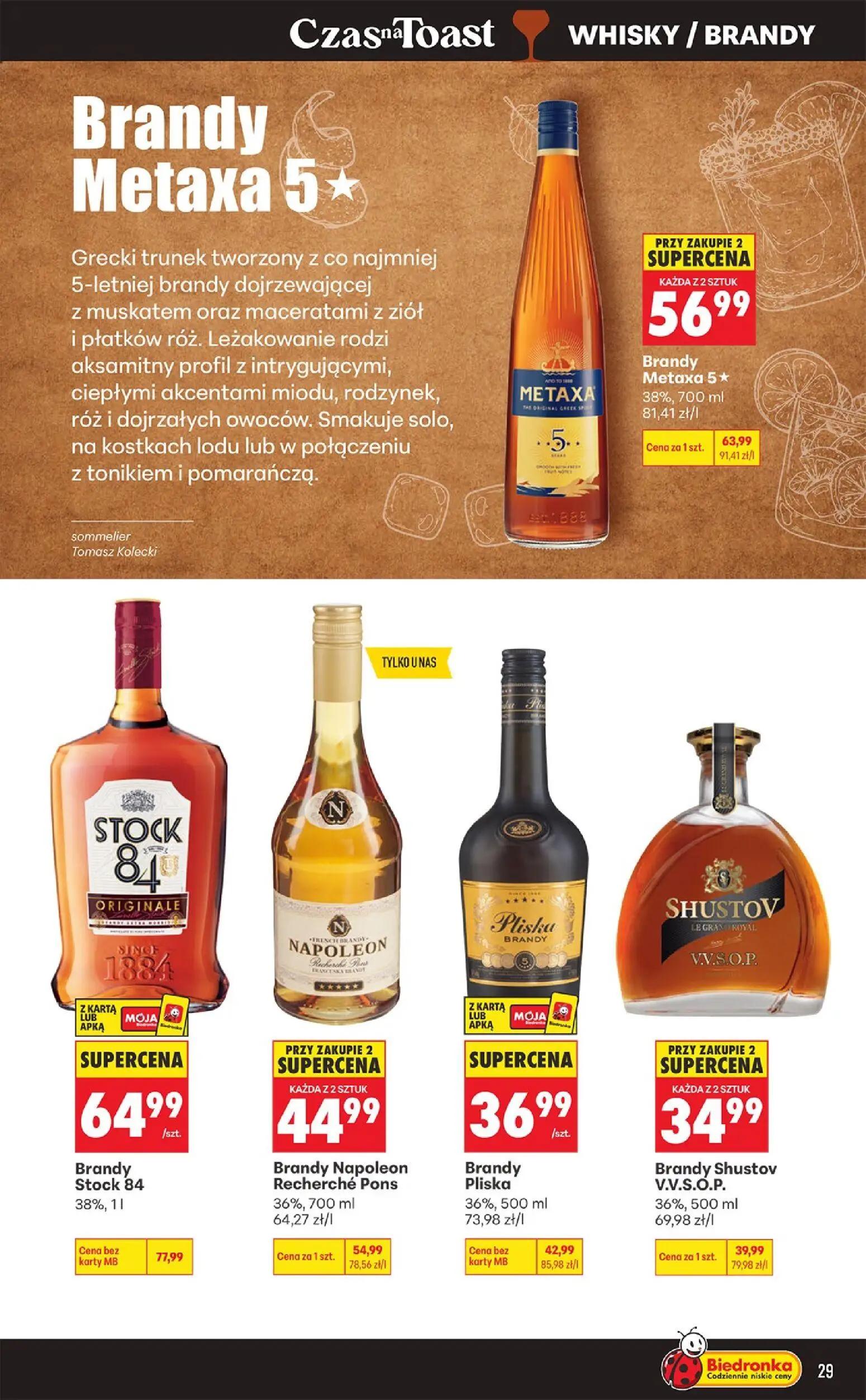 Biedronka gazetka, strona 29 z 36 — Brandy Metaxa 5*, Brandy Metaxa 5*, Brandy Stock 84