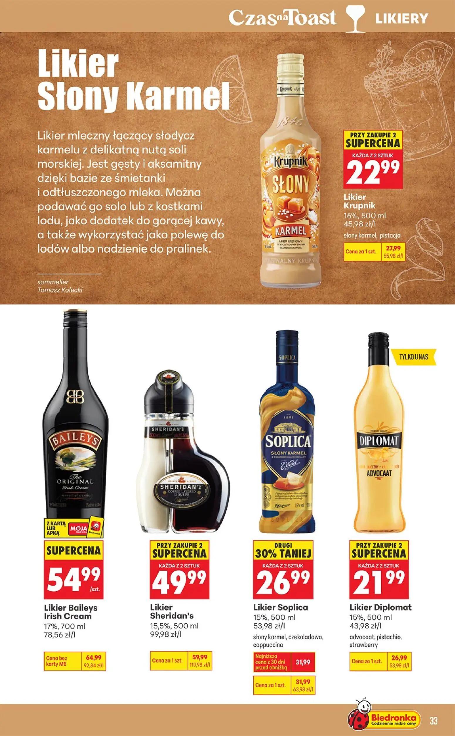 Biedronka gazetka, strona 33 z 36 — Likier Baileys Irish Cream, Likier Sheridan's, Likier Krupnik