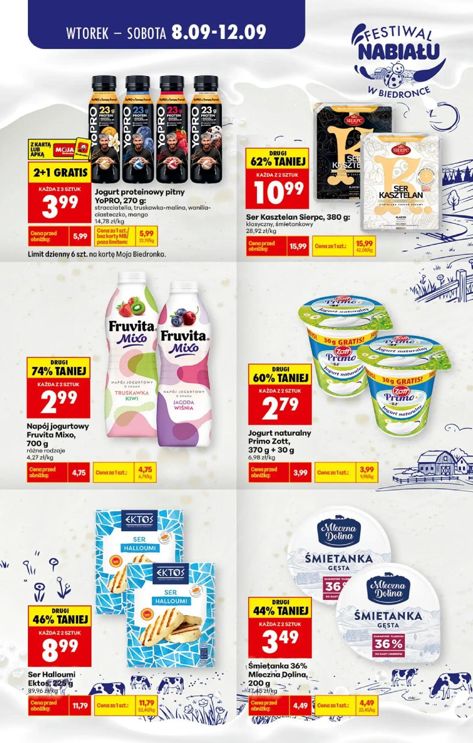 Biedronka gazetka, strona 2 z 3 — Ser Kasztelan Sierpc, klasyczny, śmietankowy, Ser Halloumi Ektos, Jogurt proteinowy pitny …