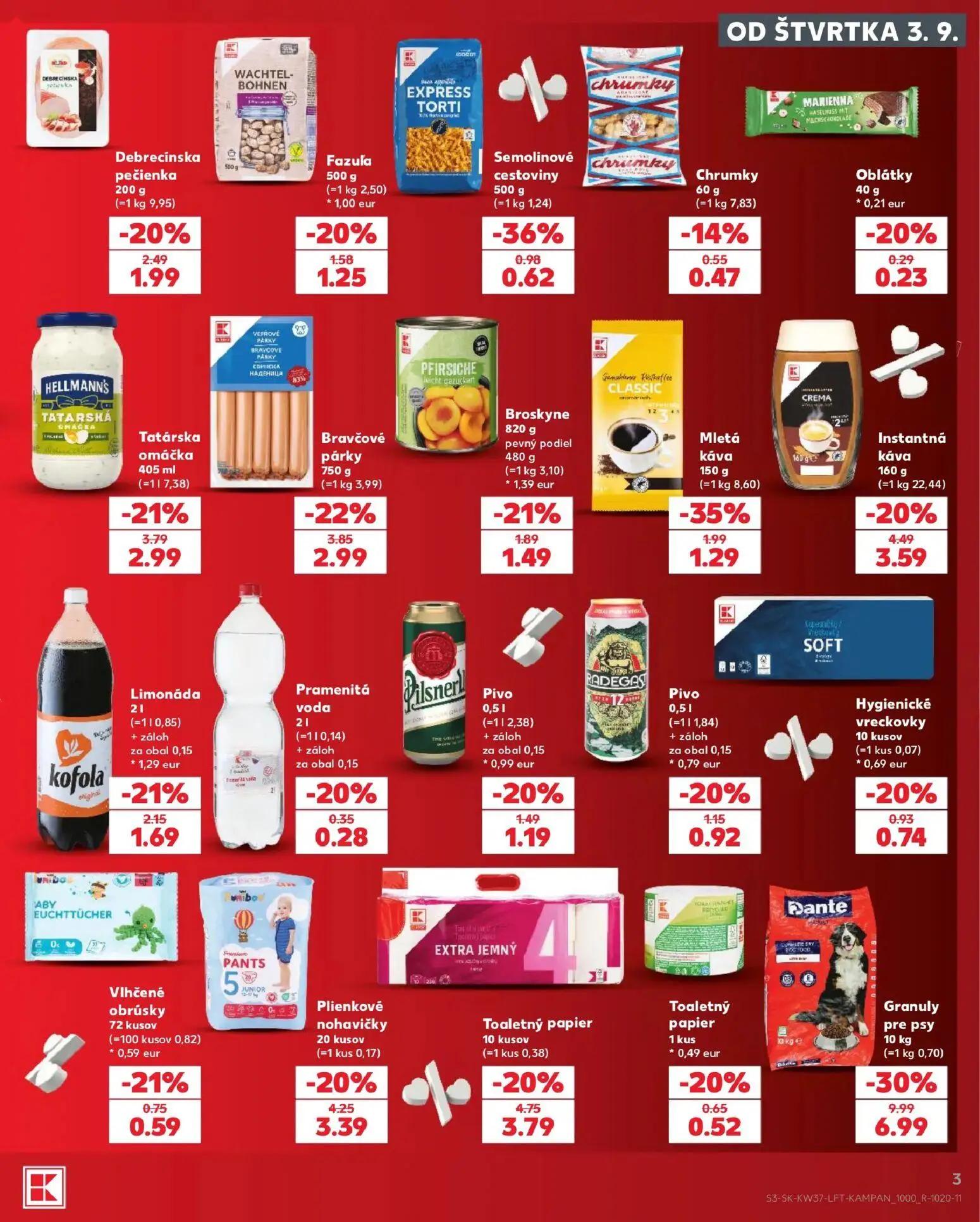 Kaufland leták, strana 3 z 84 — Fazuľa, Chrumky, Pramenitá voda