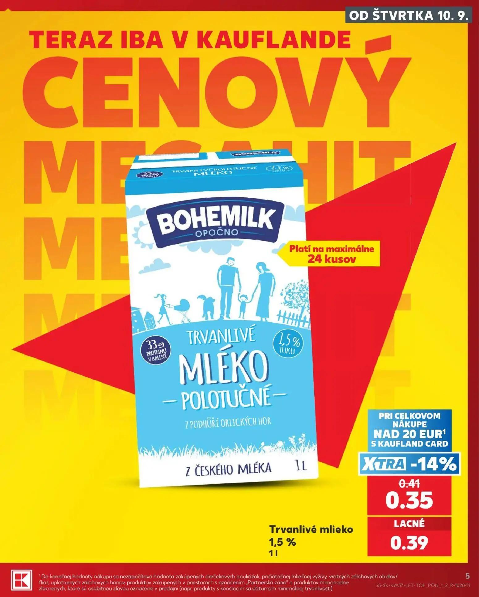 Kaufland leták, strana 5 z 84 — Trvanlivé mlieko POLOTUČNÉ