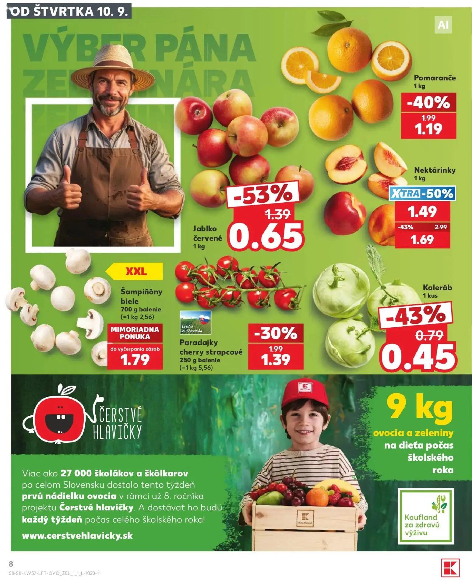 Kaufland leták, strana 8 z 84 — Nektarínky, Pomaranče, Jablko červené