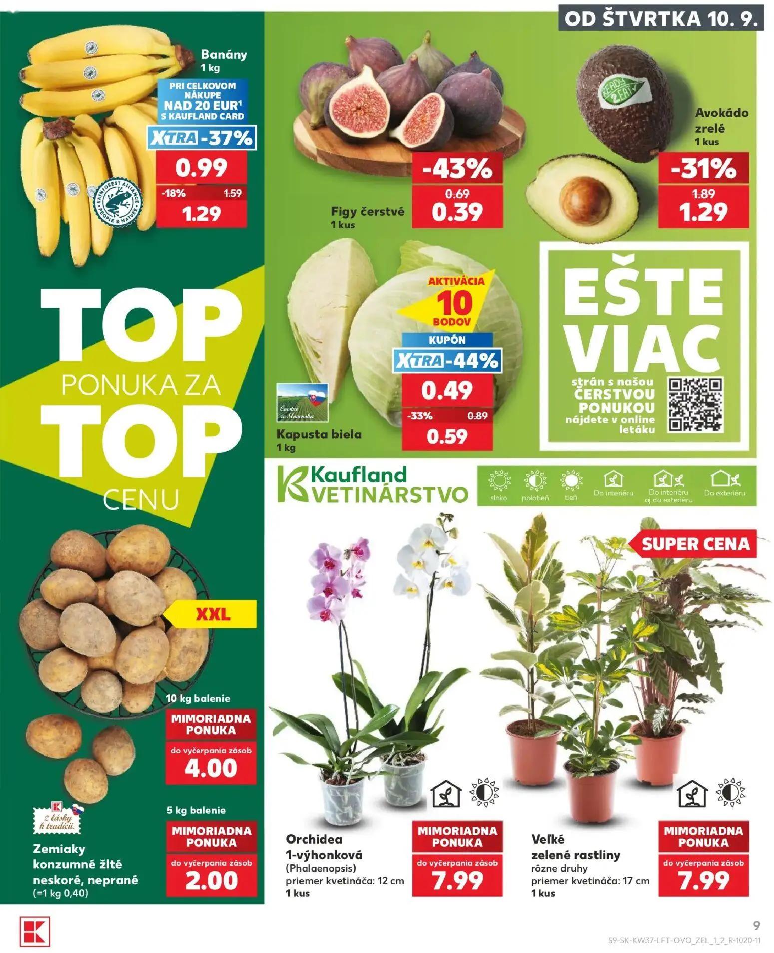 Kaufland leták, strana 9 z 84 — Banány, Avokádo zrelé, Zemiaky konzumné žlté neskoré, neprané