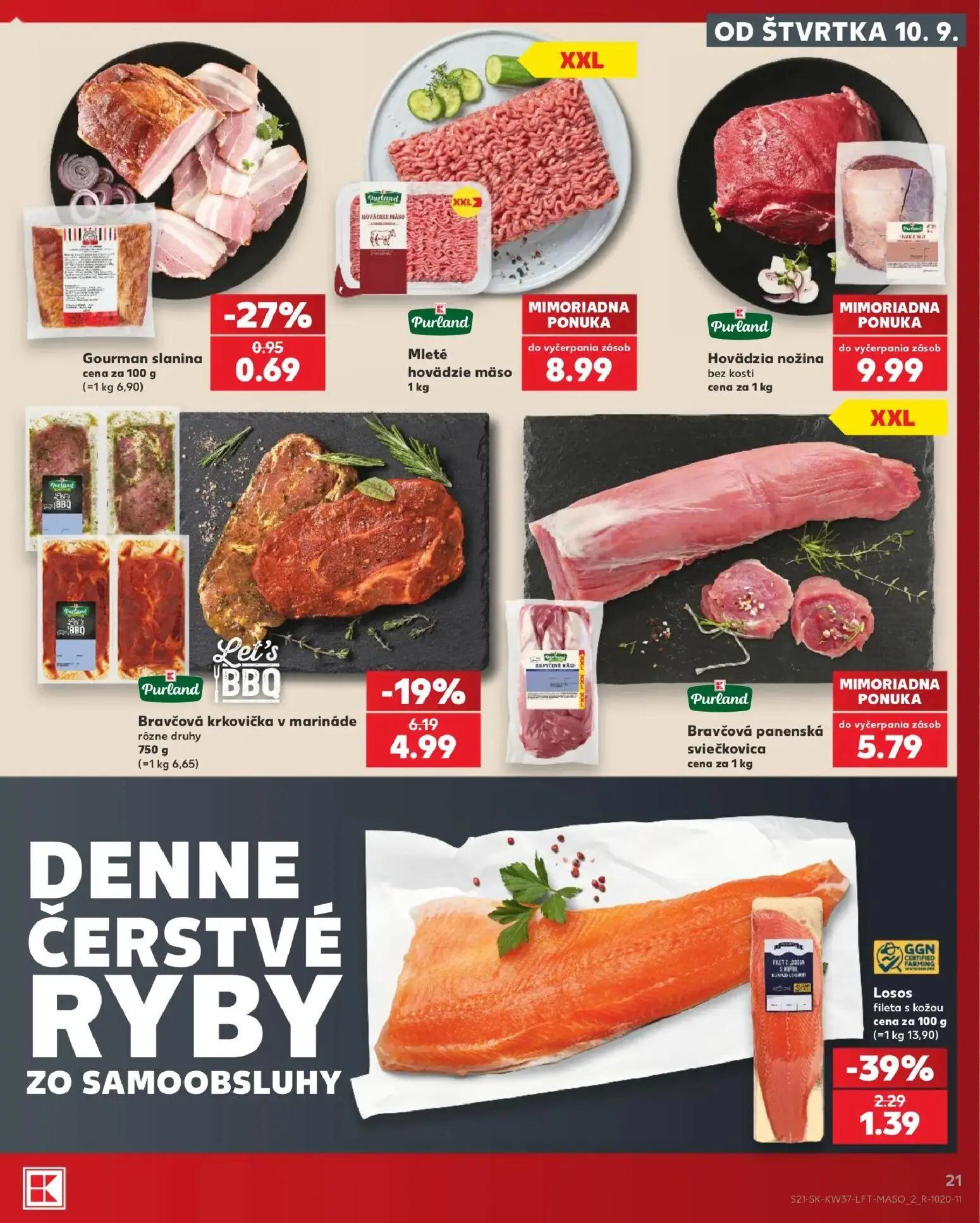 Kaufland leták, strana 21 z 84 — Bravčová krkovička v marináde, Bravčová panenská sviečkovica